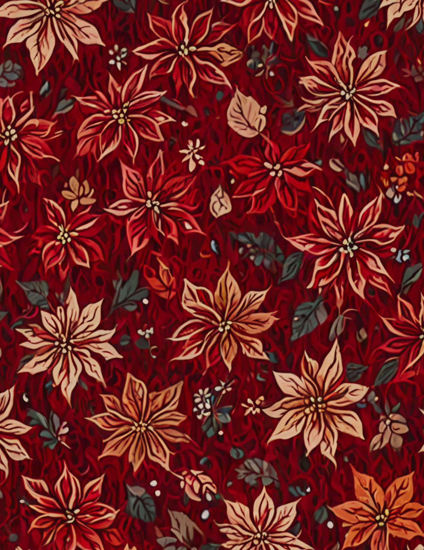 Magnetic Locker Wallpaper - Red Christmas Flowers