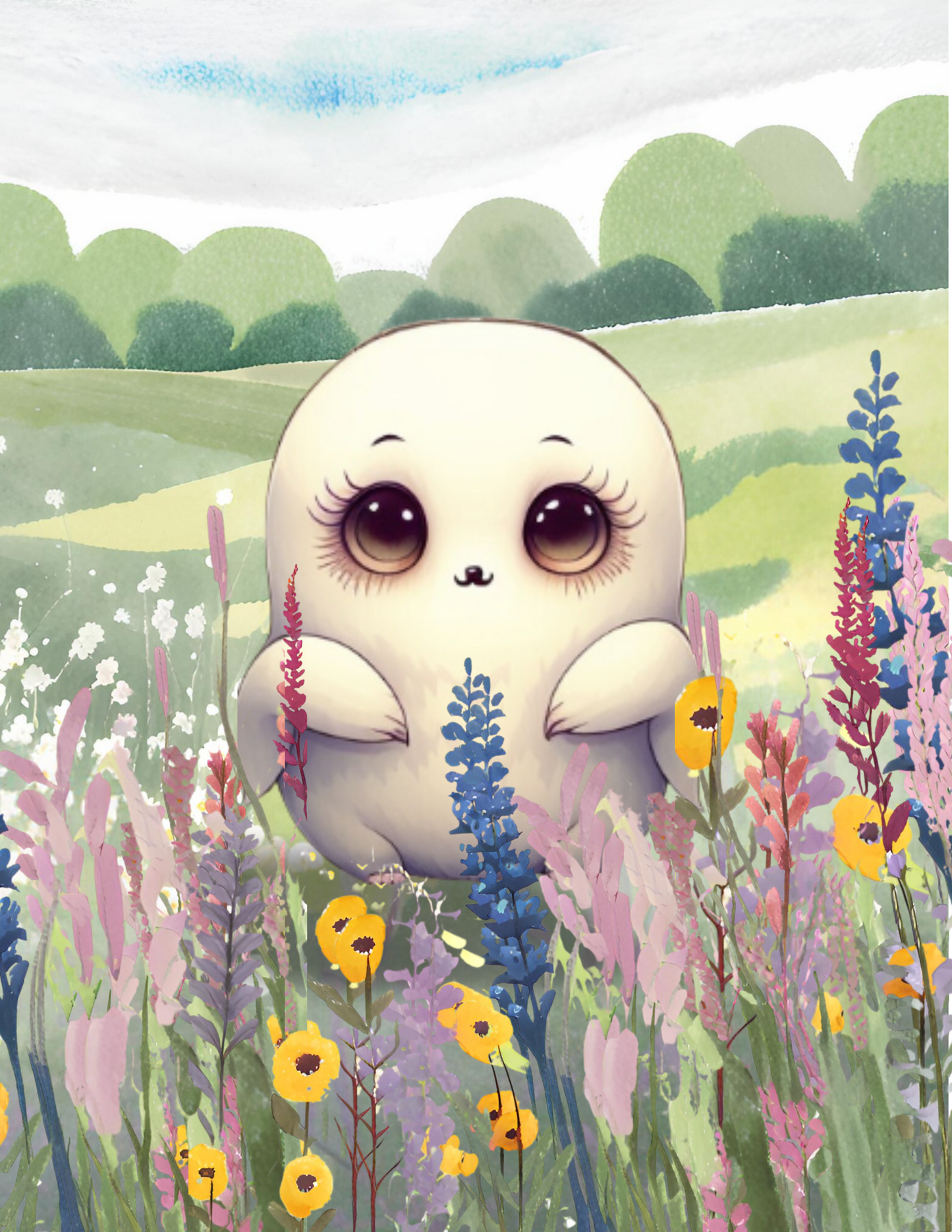 Ghost in a Flower Field, Halloween Art