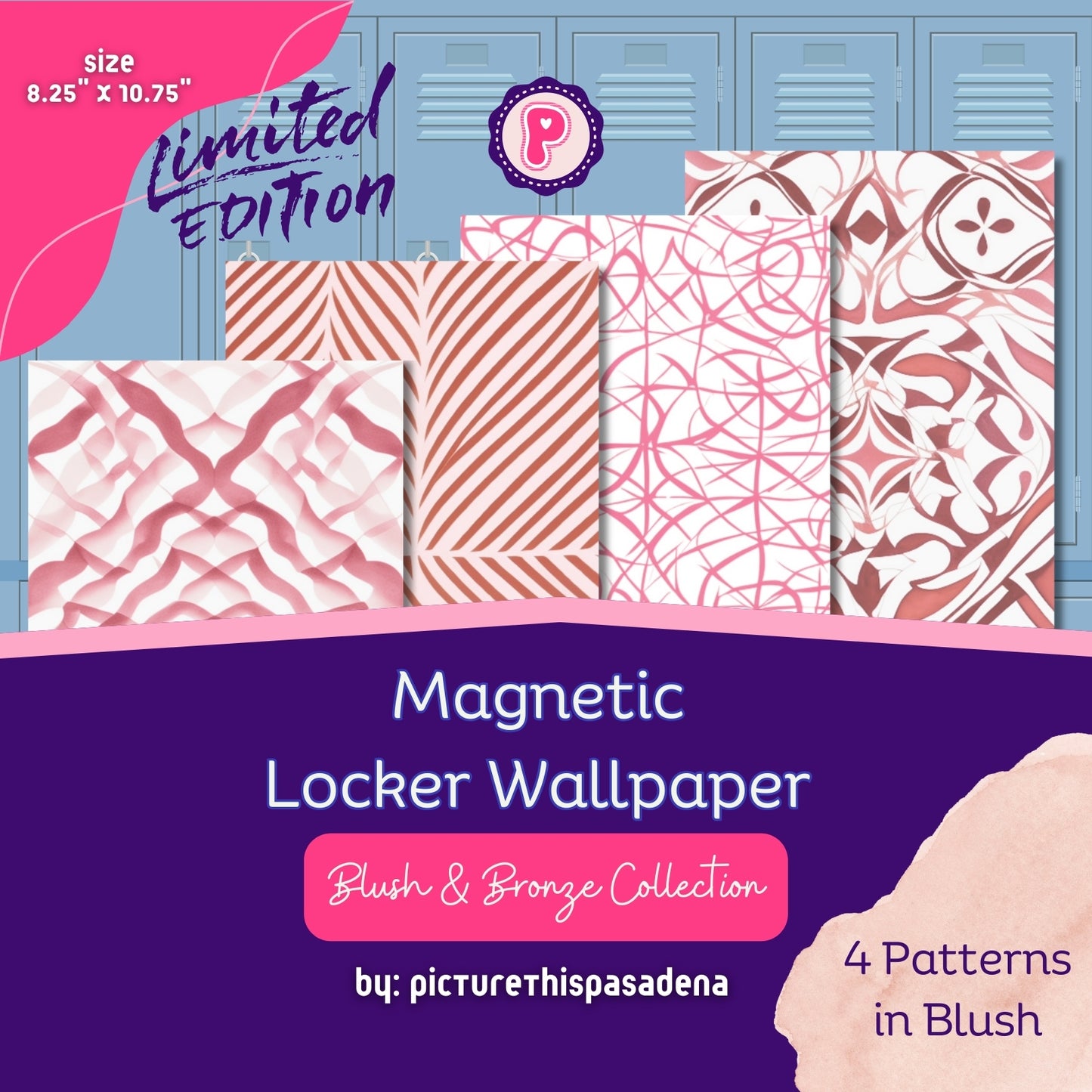 Limited Edition Magnetic Locker Wallpaper Blush & Bronze Collection