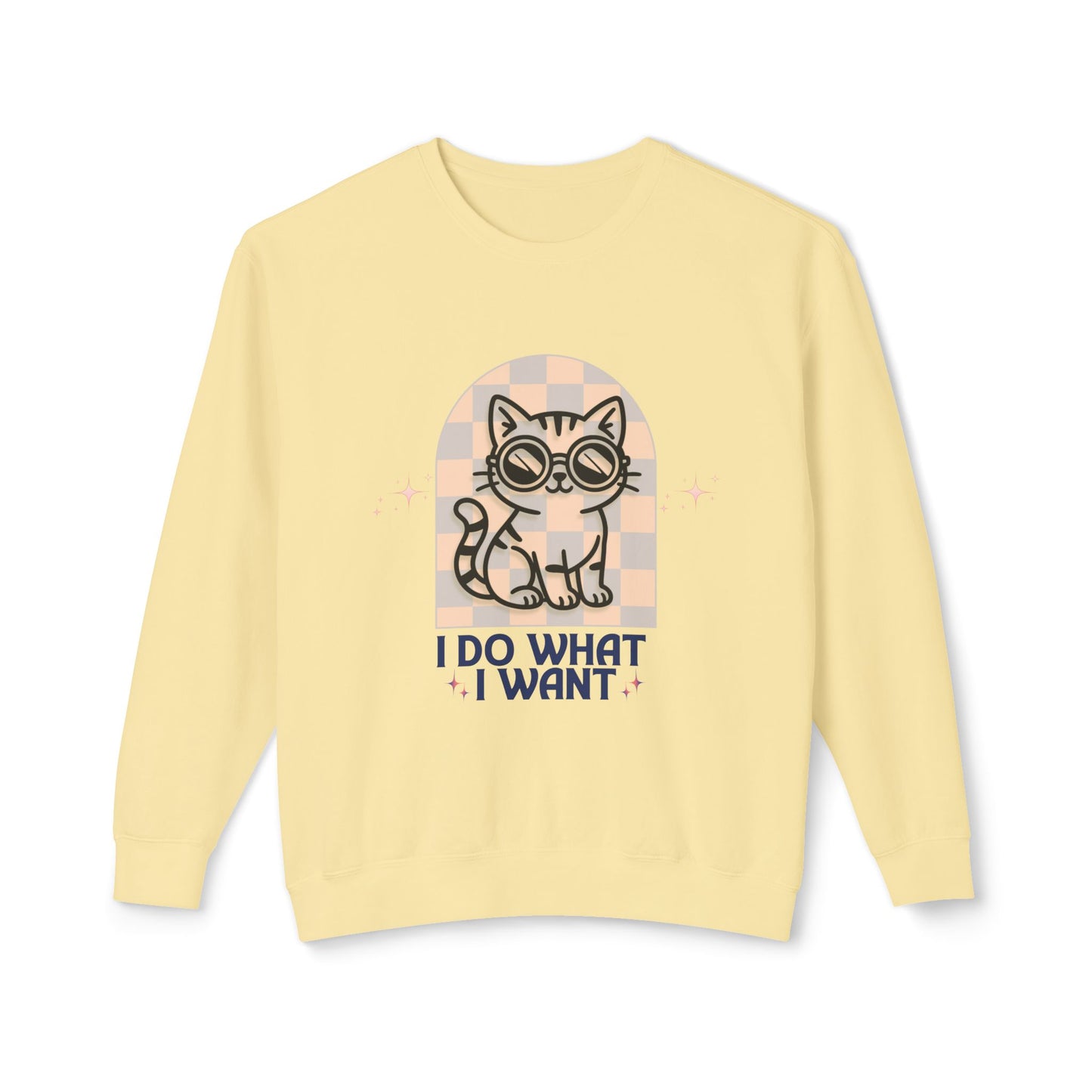 Cat Graphic Sweatshirt — "I Do What I Want" Cute Retro Kitten Crewneck