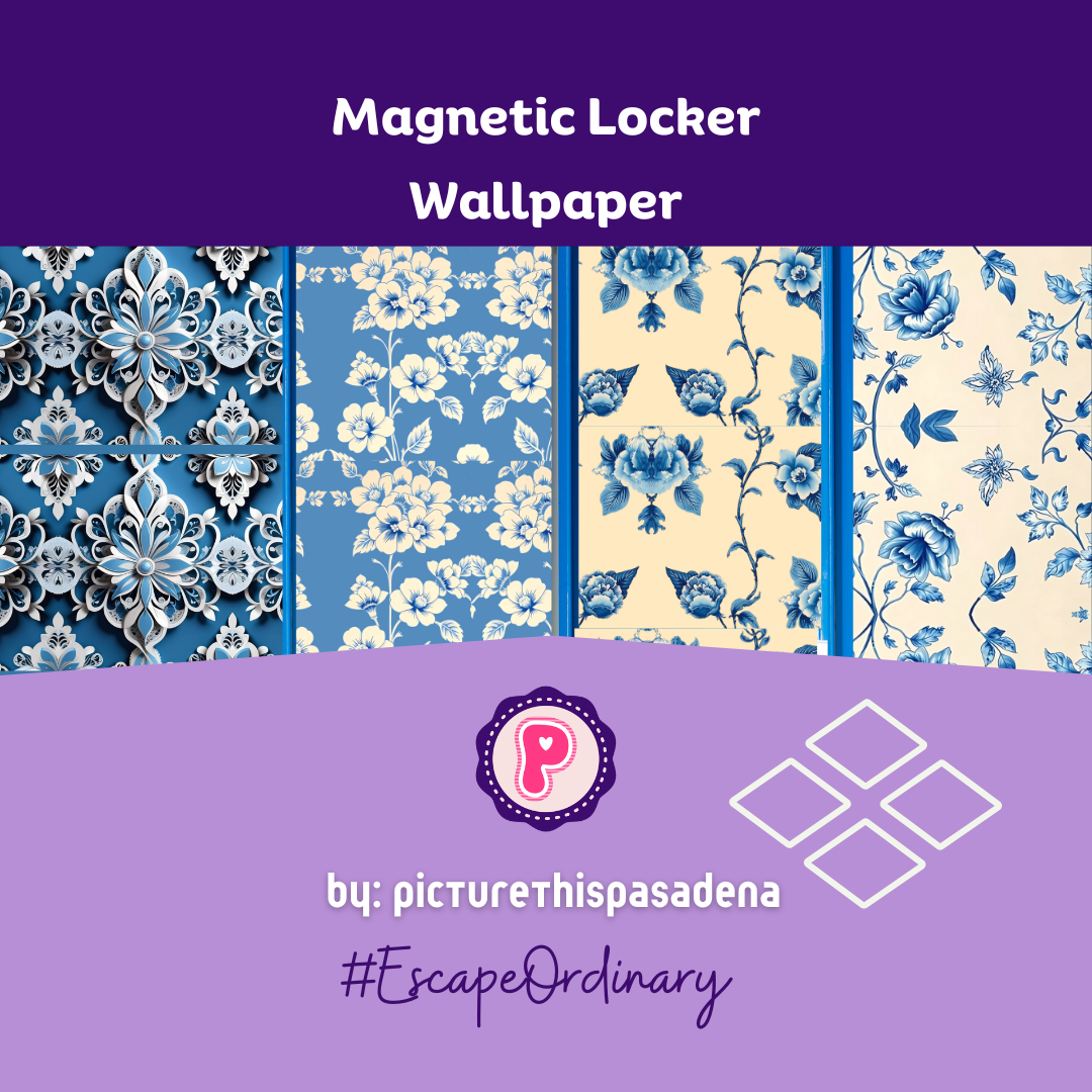Magnetic Locker Wallpaper Tiles - Light Blue Floral