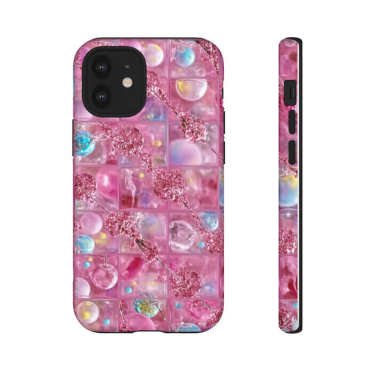 Pink Glitter Bubble Phone Case — Sparkle Protective Tough Case