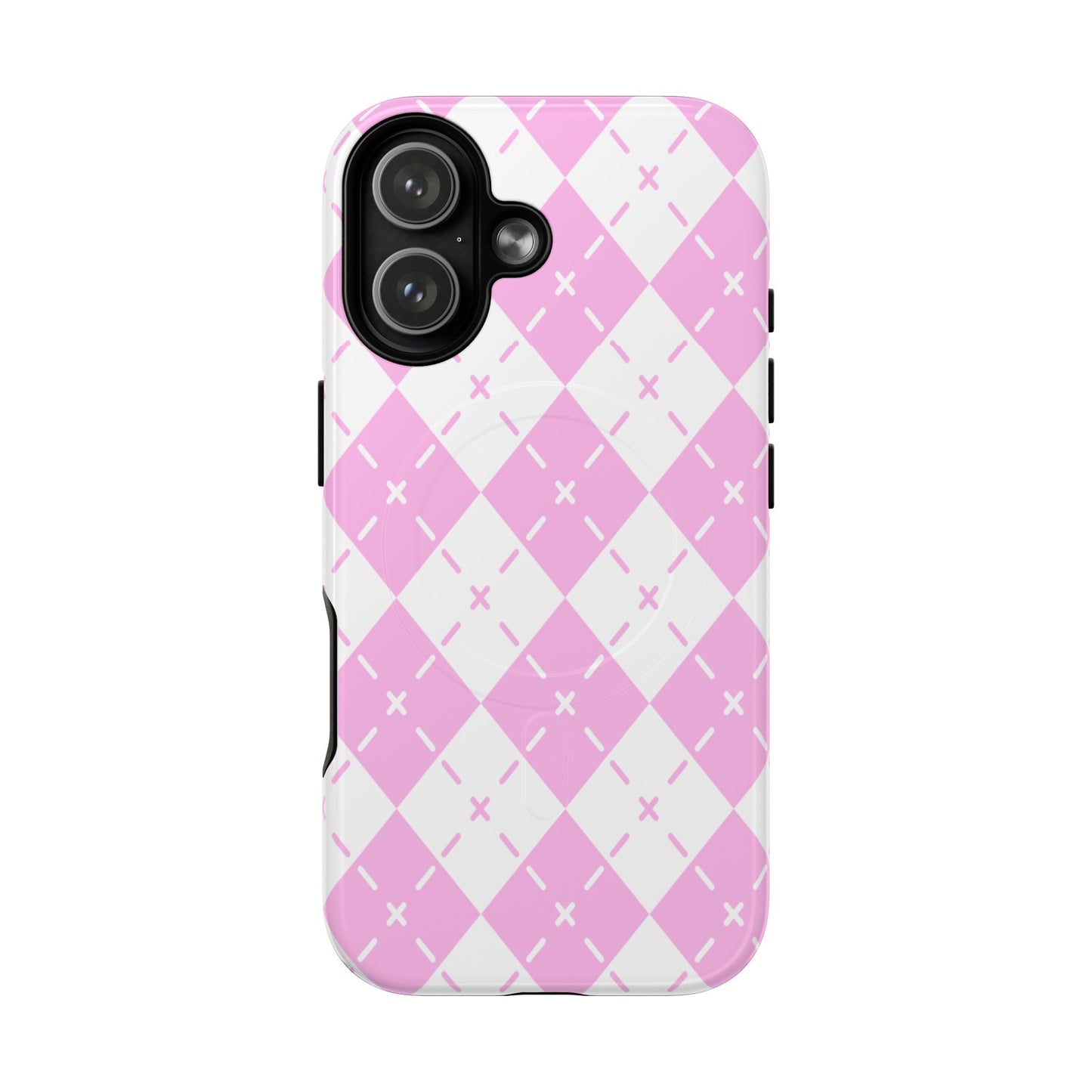 Pink Argyle Tough Magnetic Phone Case — Protective Magnetic Snap Cover