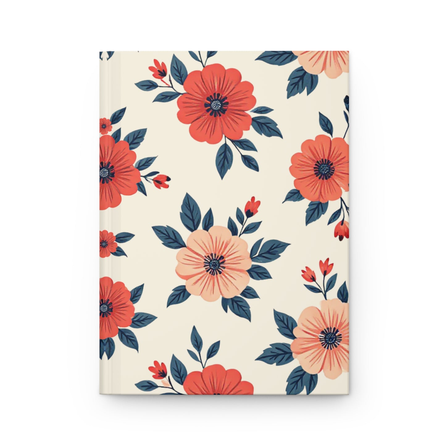 Floral Hardcover Journal – Cream & Coral Blossoms Notebook