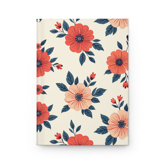 Floral Hardcover Journal – Cream & Coral Blossoms Notebook