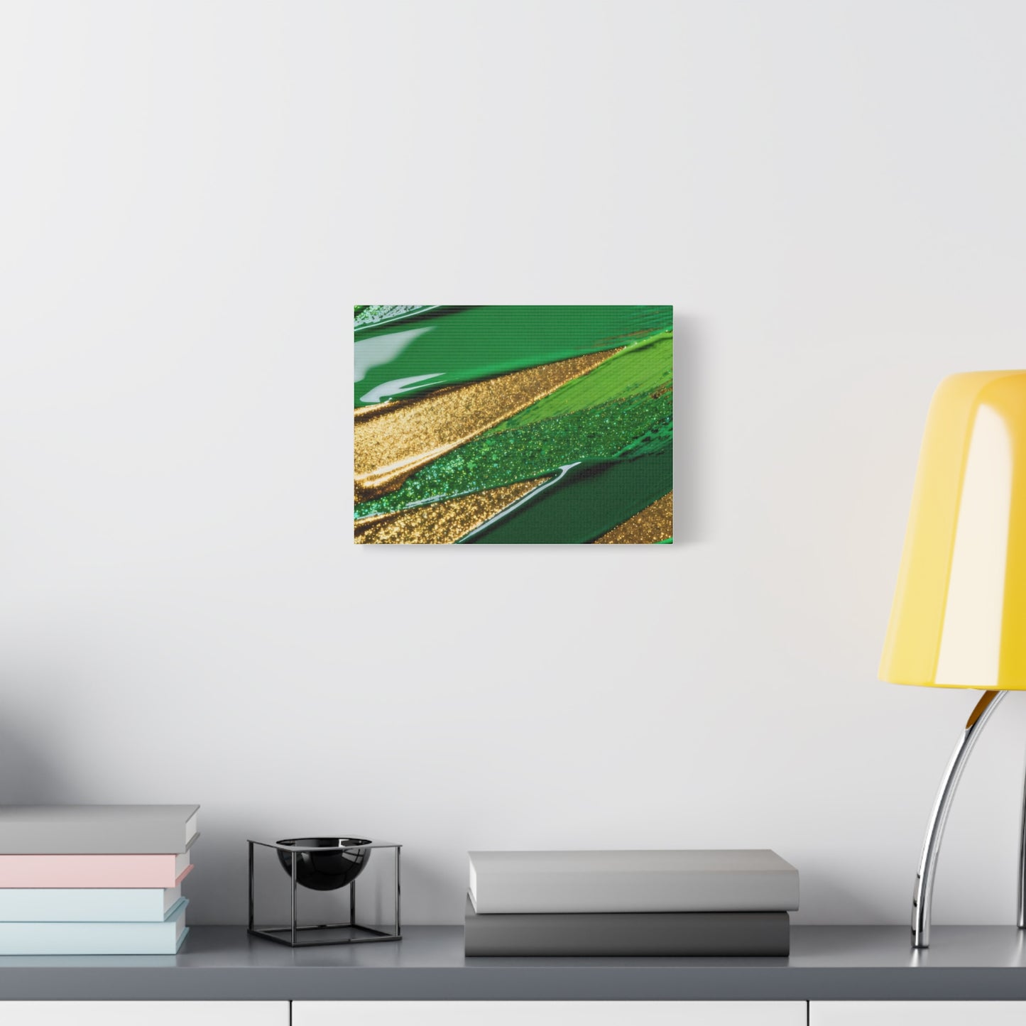 Green & Gold Abstract Canvas Wall Art — Matte Stretched Canvas