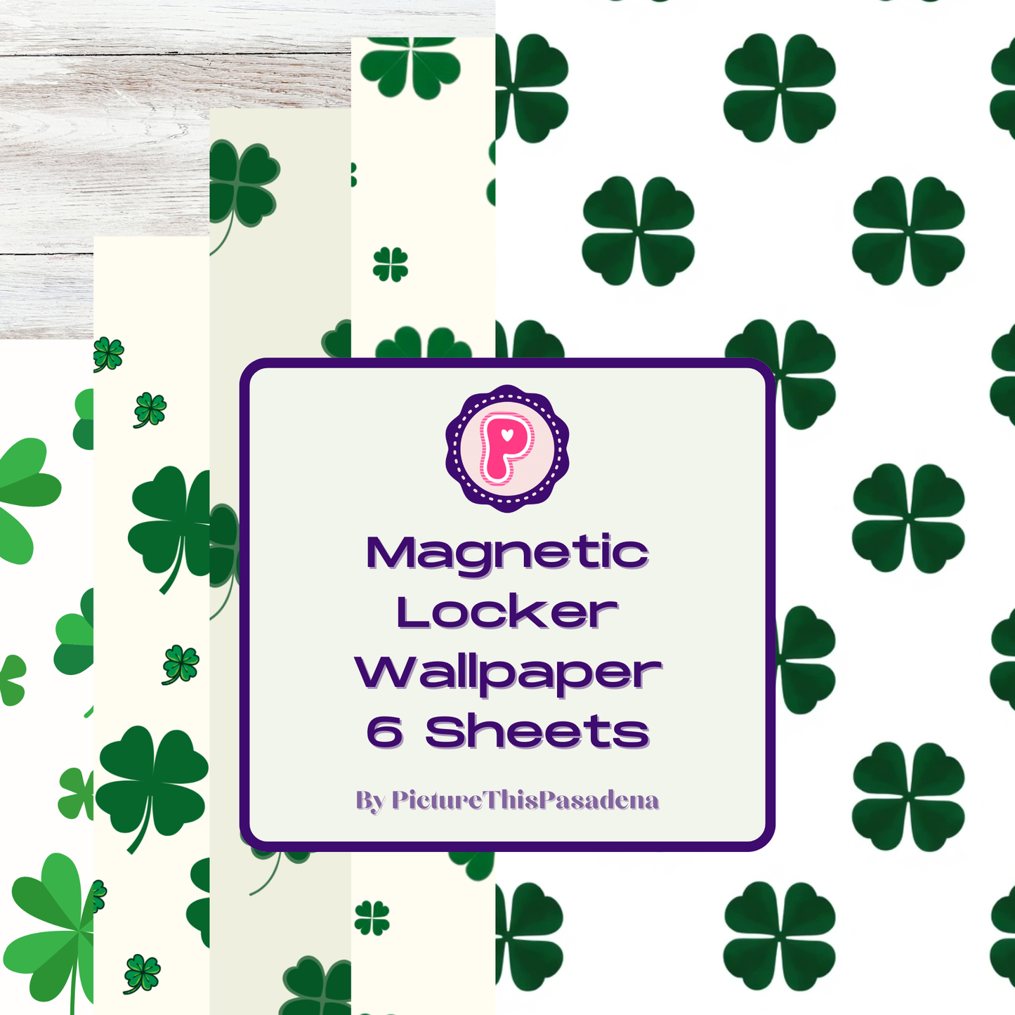 Magnetic Locker Wallpaper - Shamrocks and Clovers | 6 Sheets