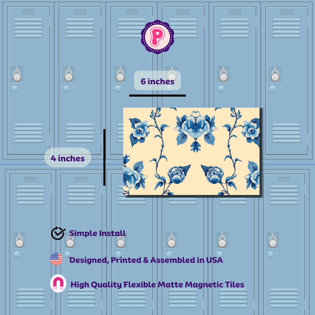 Magnetic Locker Wallpaper Tiles - Light Blue Floral