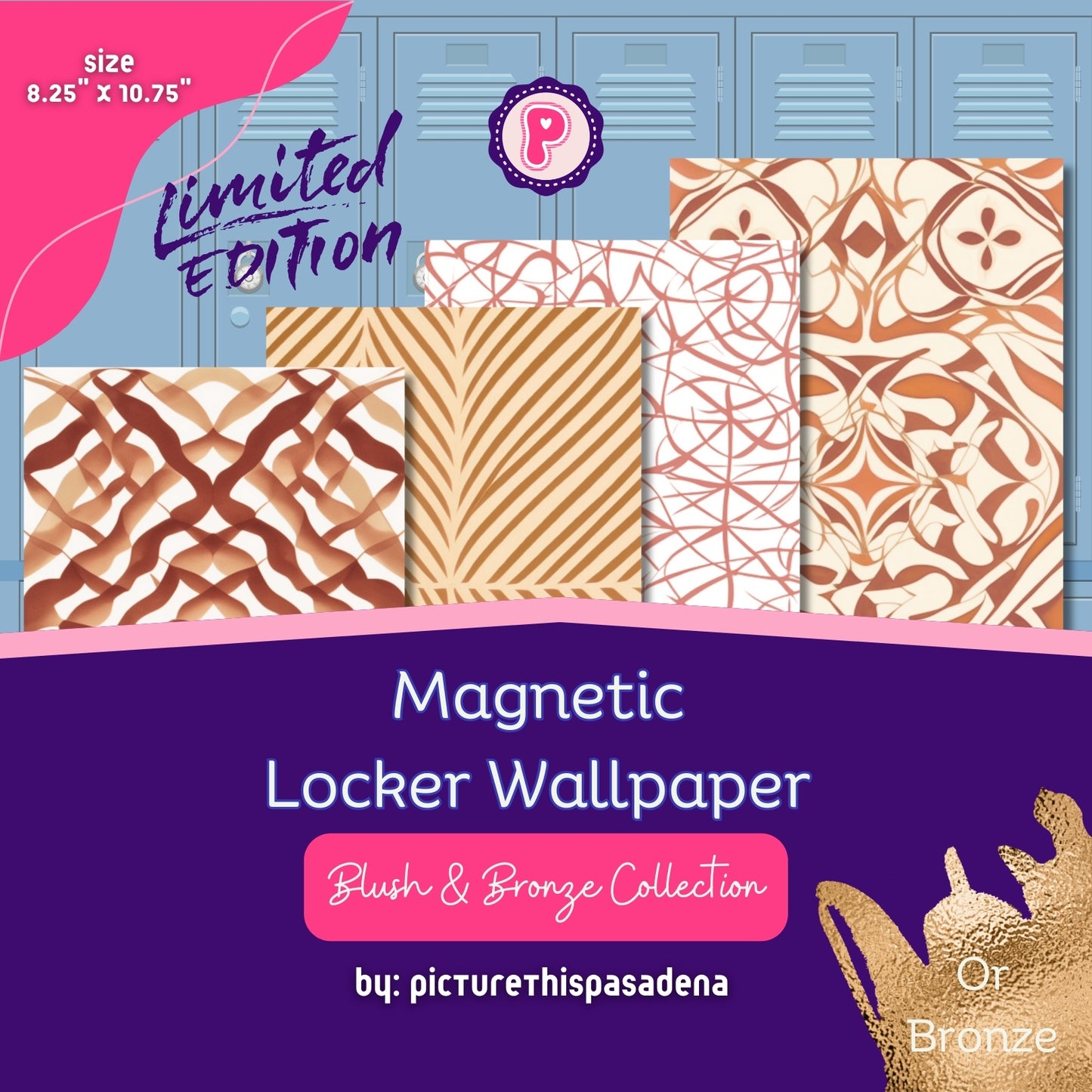 Limited Edition Magnetic Locker Wallpaper Blush & Bronze Collection