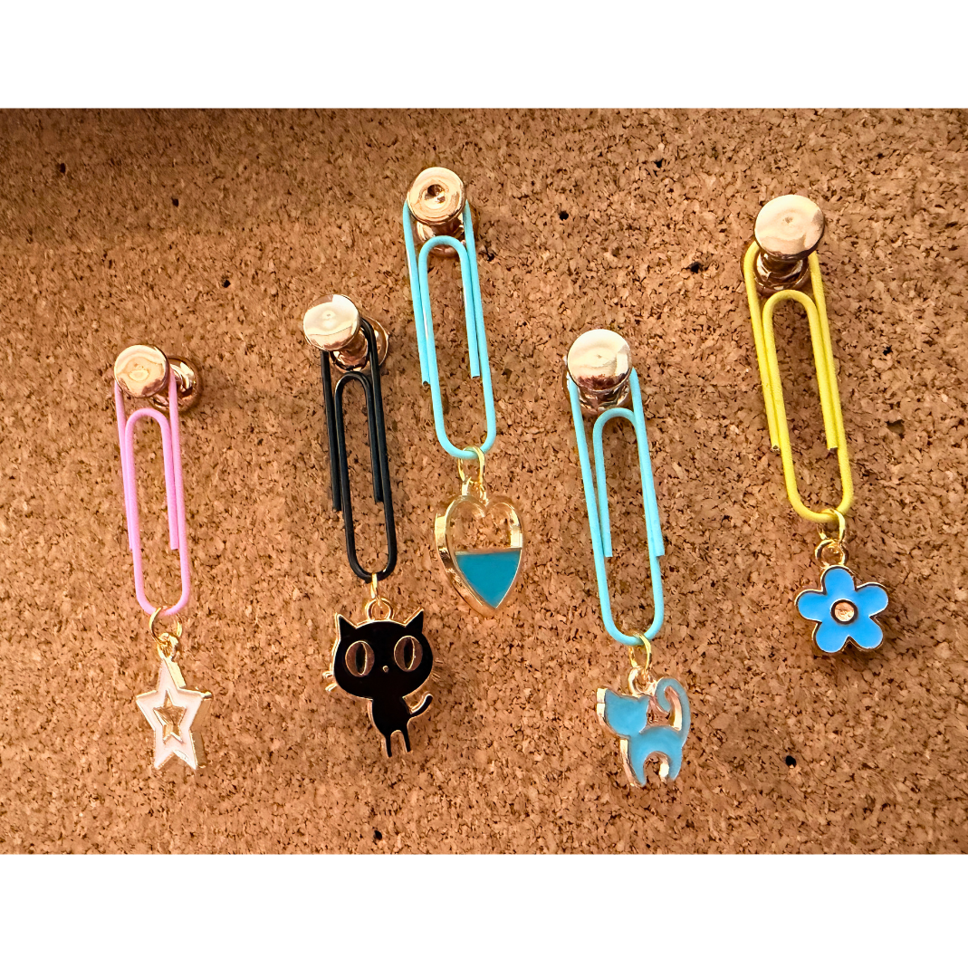 Paperclip Bookmarks with Charm - Set of 5