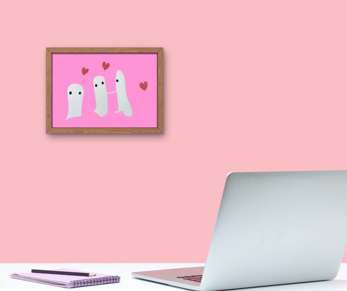 Ghost in Love, Halloween Art, Cute Ghost Print