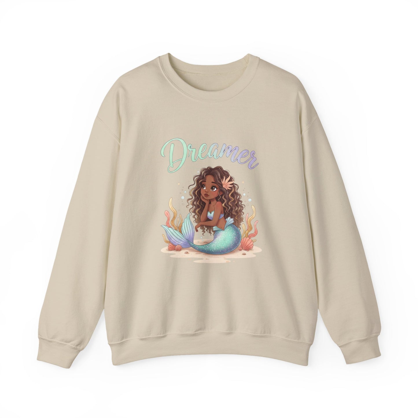 Dreamer Mermaidcore Sweatshirt | iridescent ocean gradient, shell motif