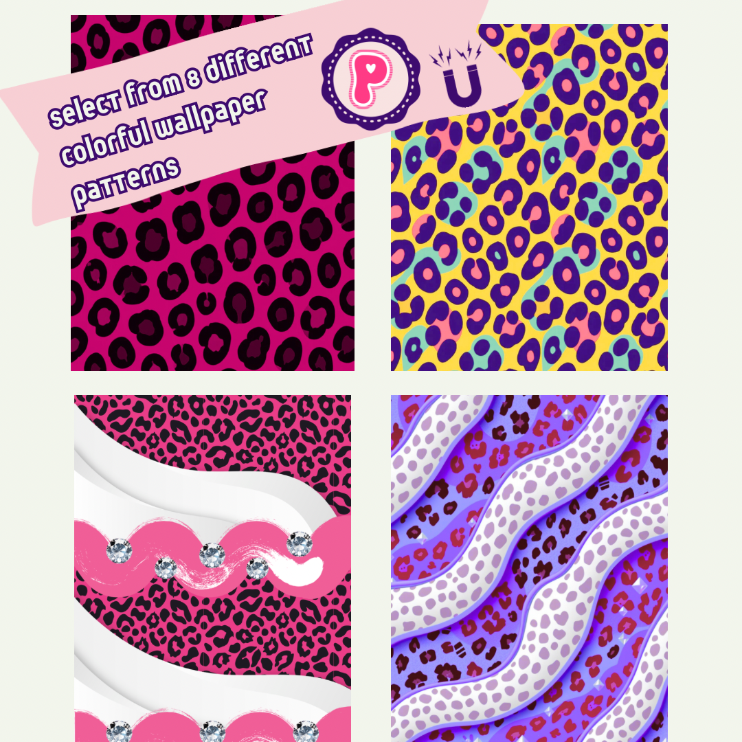 Magnetic Locker Wallpaper - Colorful Animal Prints | 8 Sheets