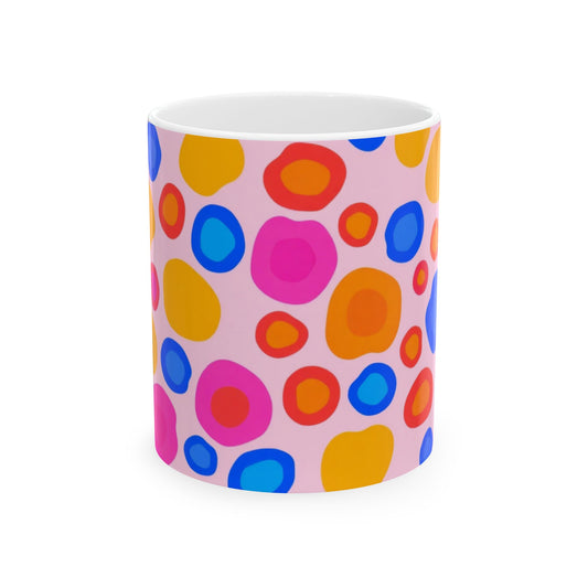 Colorful Abstract Dot Ceramic Mug — Bright Pop Art Coffee Cup (11oz/15oz)