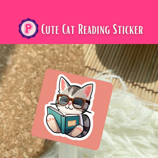 Cute Cat Reading Stickers & Cute Dog Reading Stickers