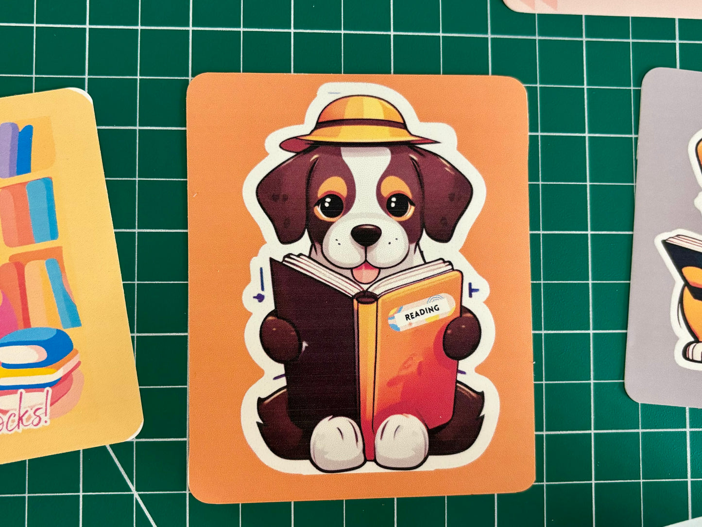 Cute Cat Reading Stickers & Cute Dog Reading Stickers