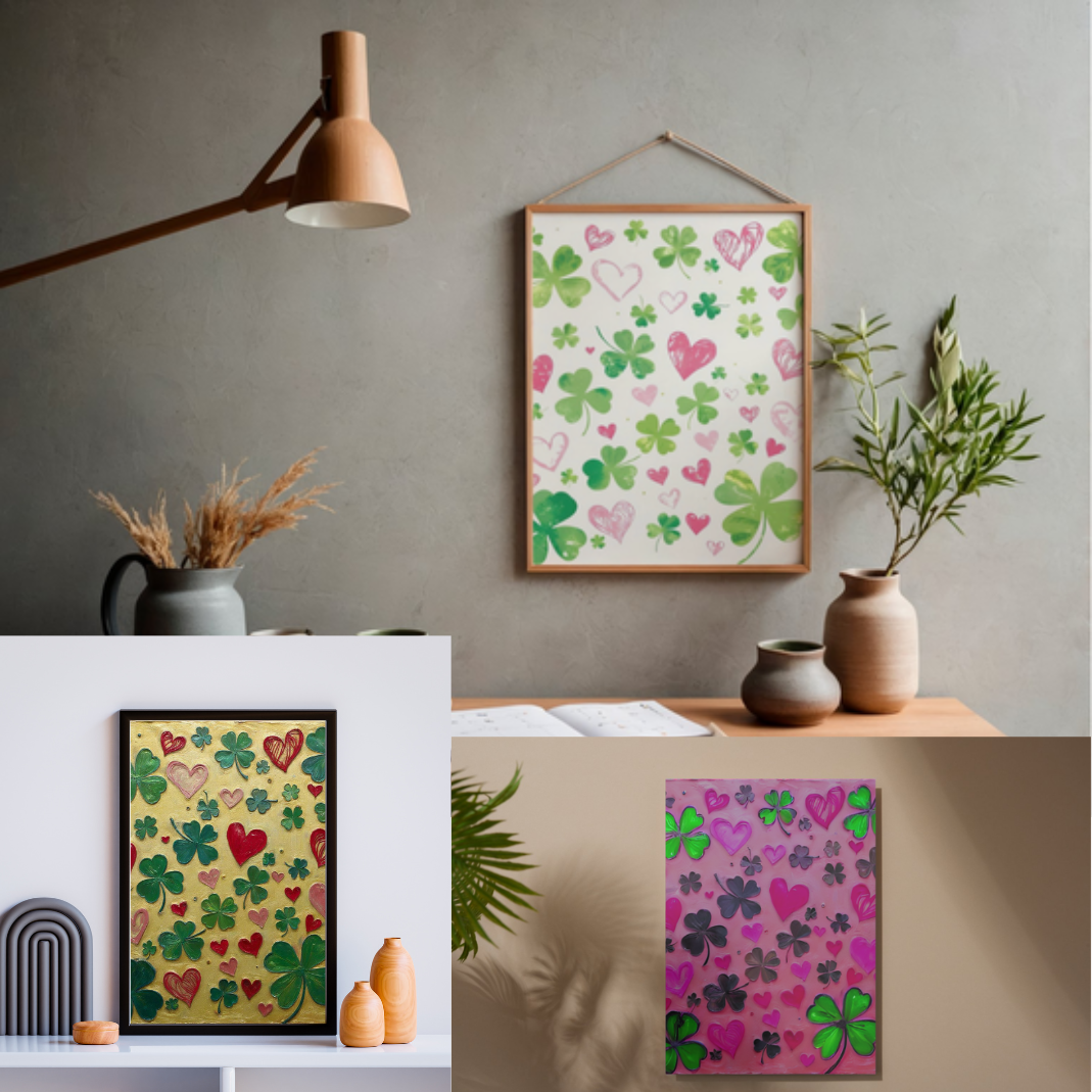 St. Patrick’s Day Art Print - Pink and Green