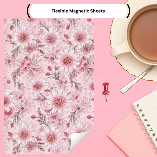 Vintage Flowers Pink Magnetic Wallpaper Sheets