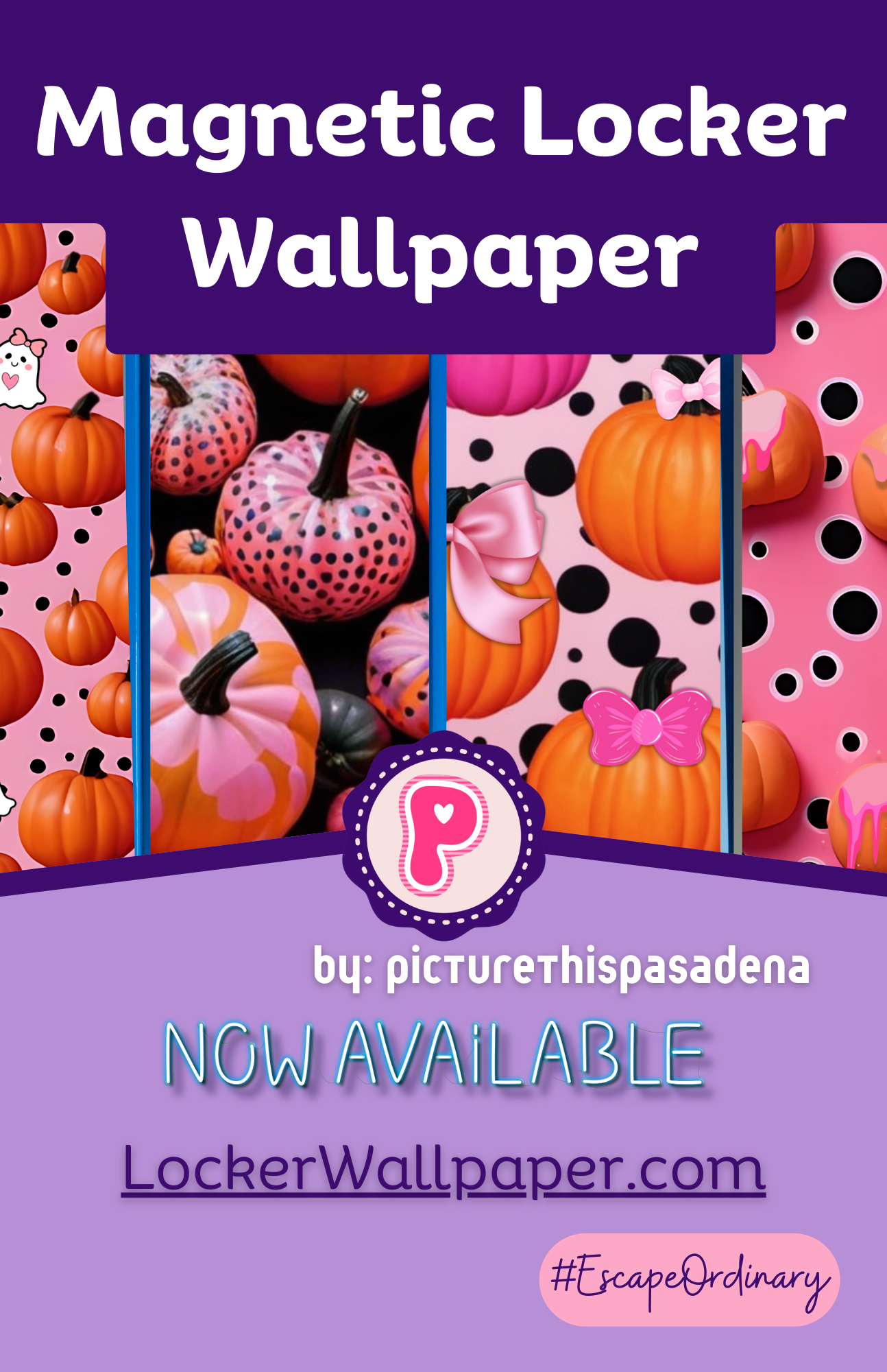 Magnetic Locker Wallpaper - Pink Pumpkins