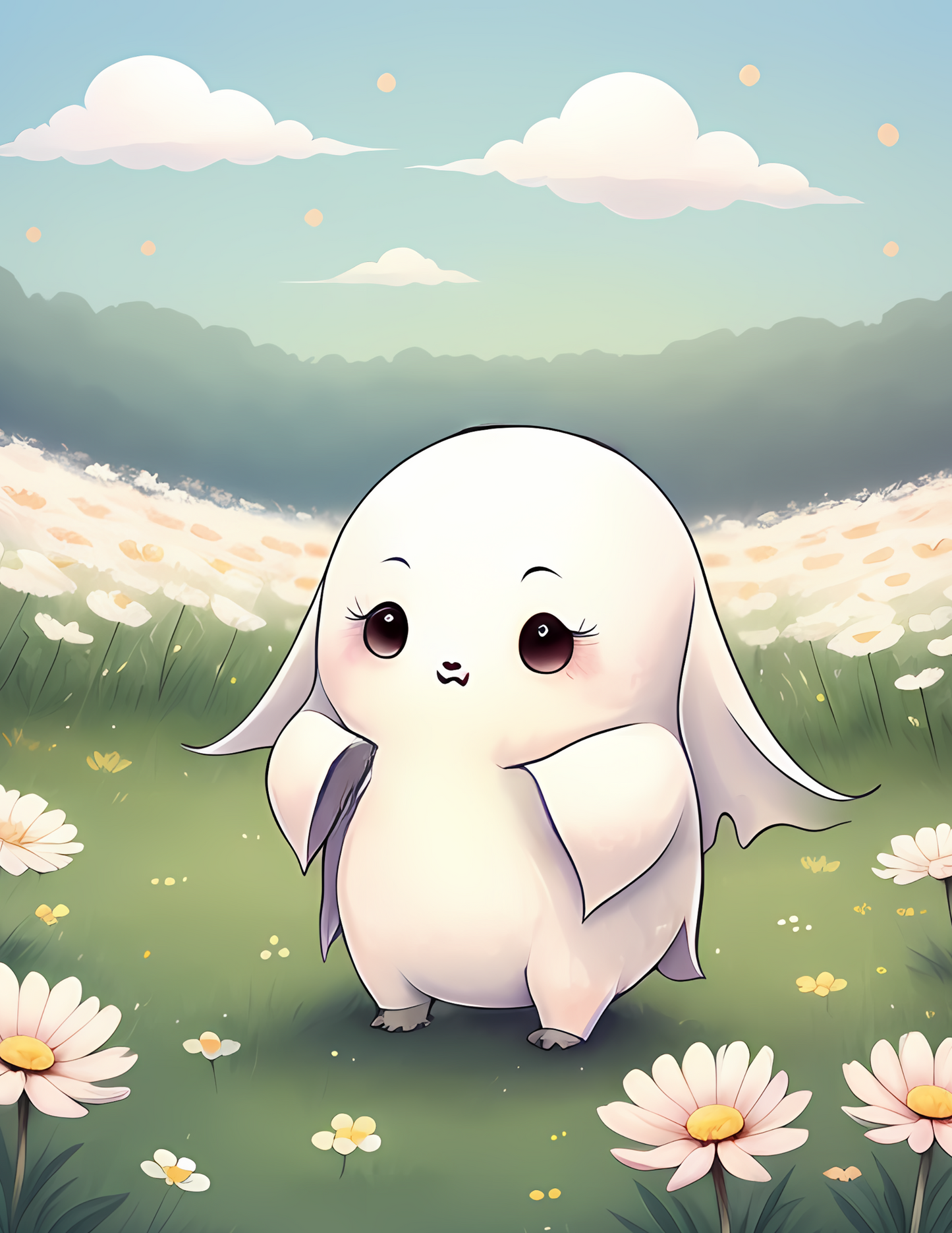 Ghost in a Flower Field, Halloween Art