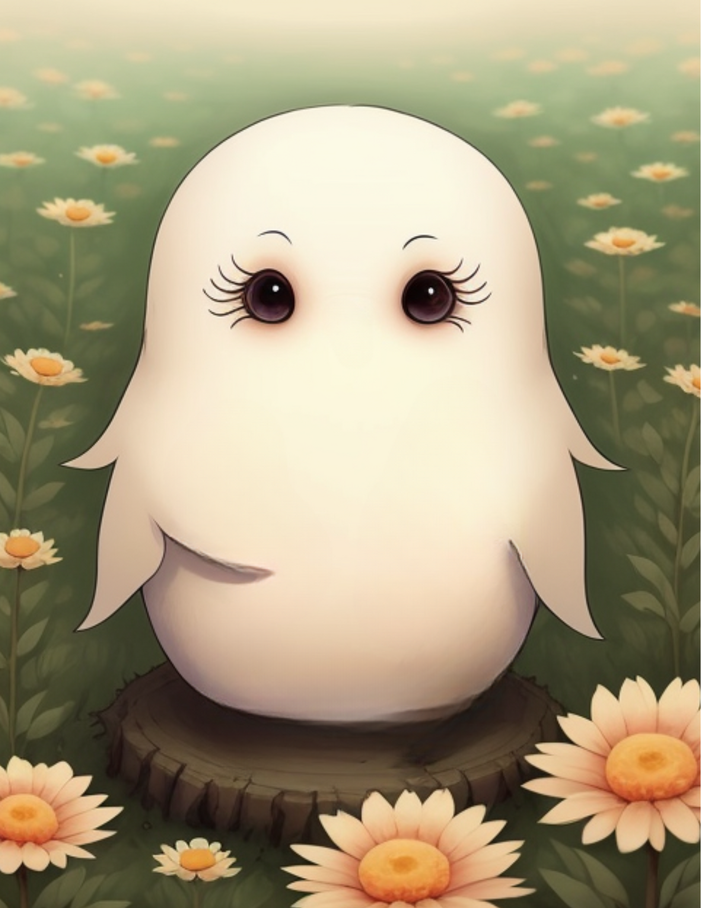 Ghost in a Flower Field, Halloween Art