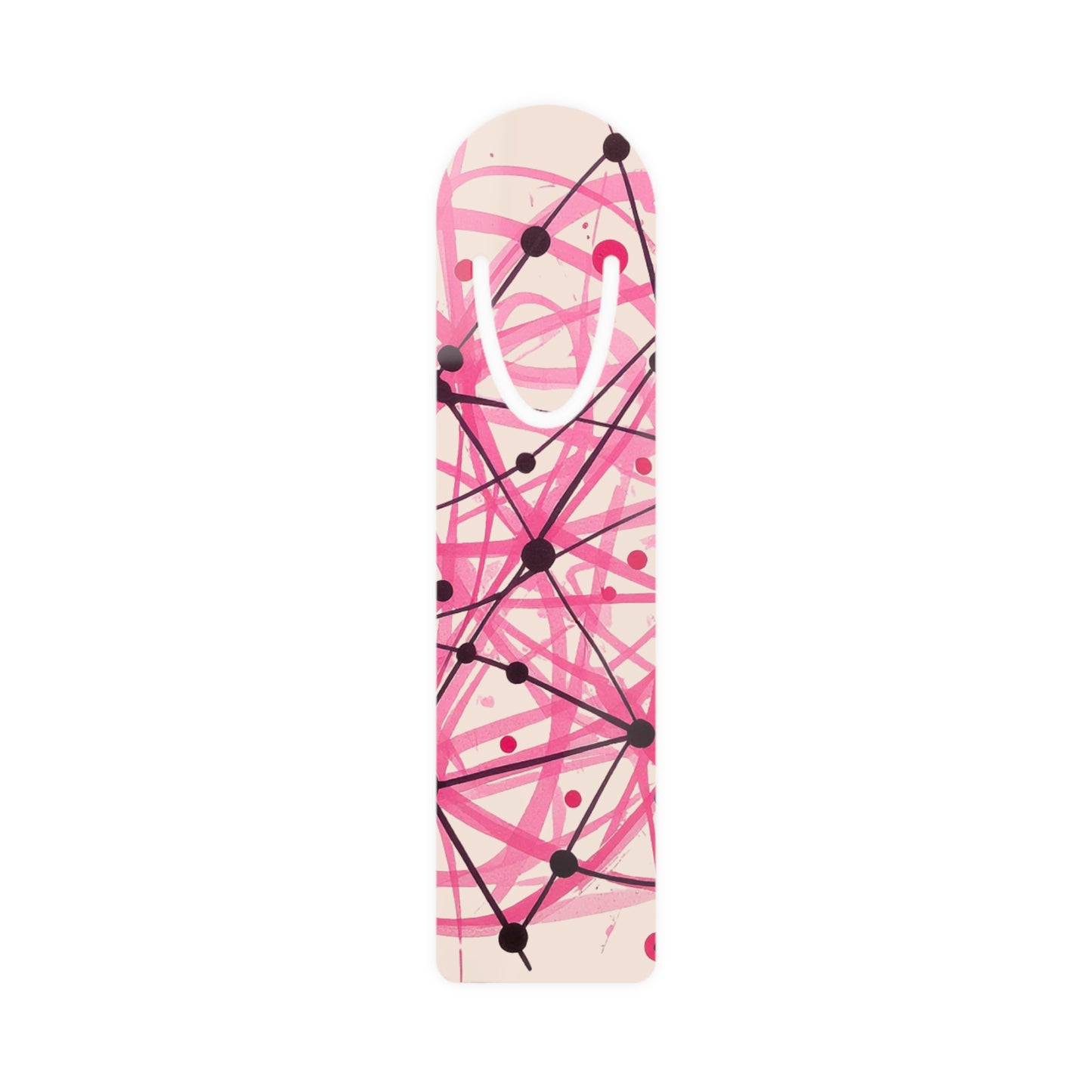 Abstract Pink Scribble Metal Bookmark — Modern Art Reading Accessory