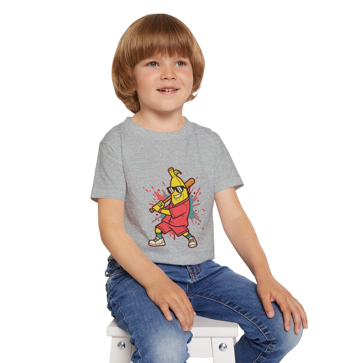 Toddler T‑Shirt — Cool Banana Baseball Player Graphic Tee for Kids