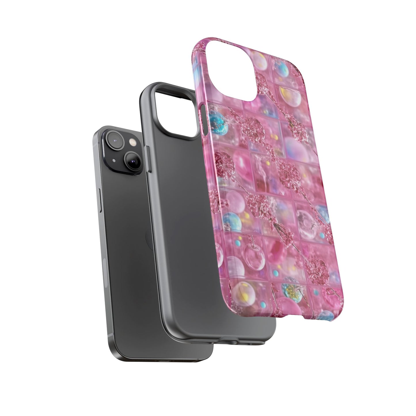 Pink Glitter Bubble Phone Case — Sparkle Protective Tough Case
