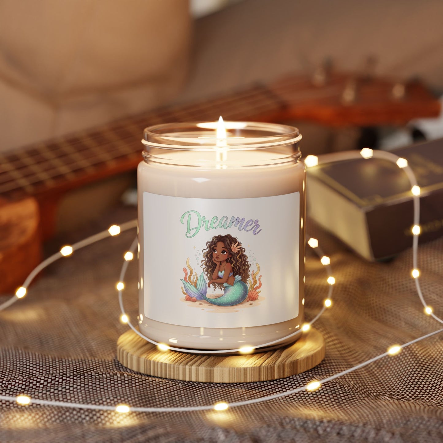 Mermaidcore Dreamer Soy Candle | iridescent ocean gradient, shell motif