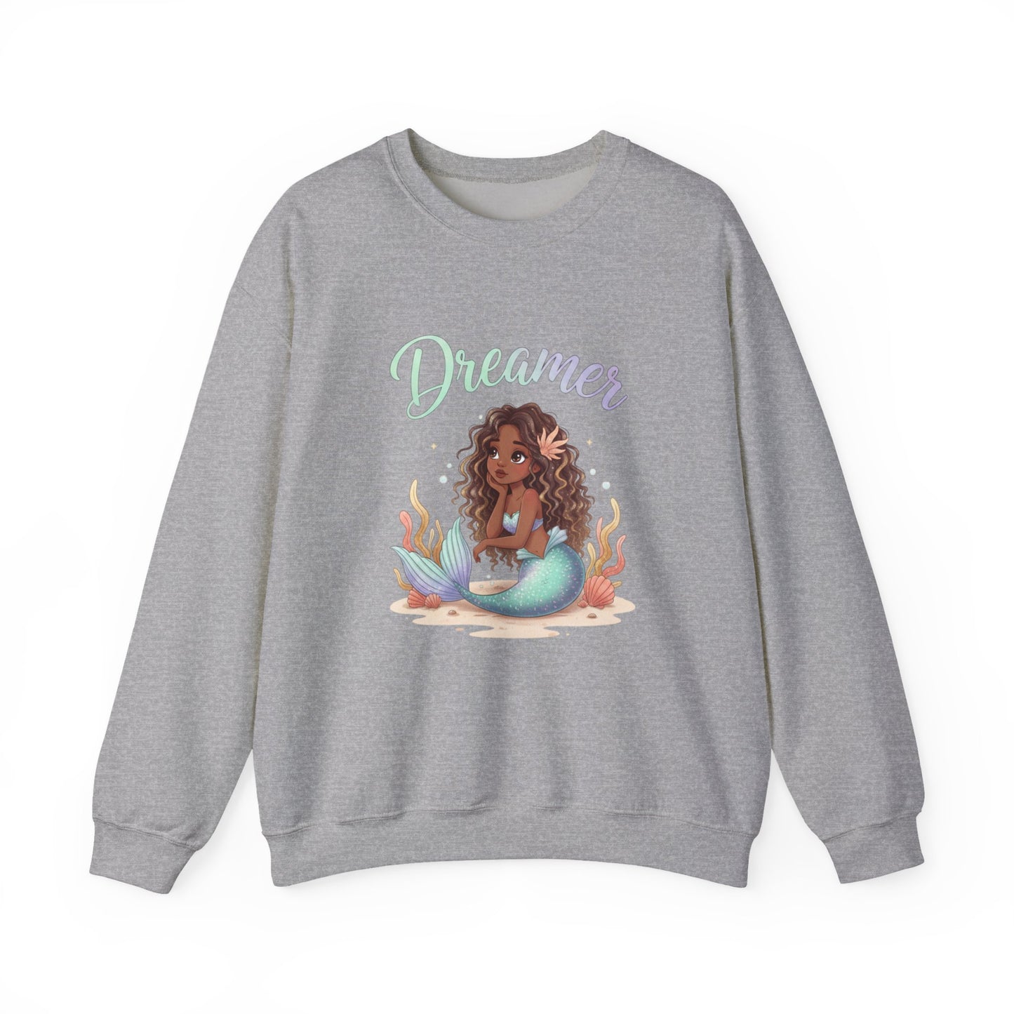 Dreamer Mermaidcore Sweatshirt | iridescent ocean gradient, shell motif
