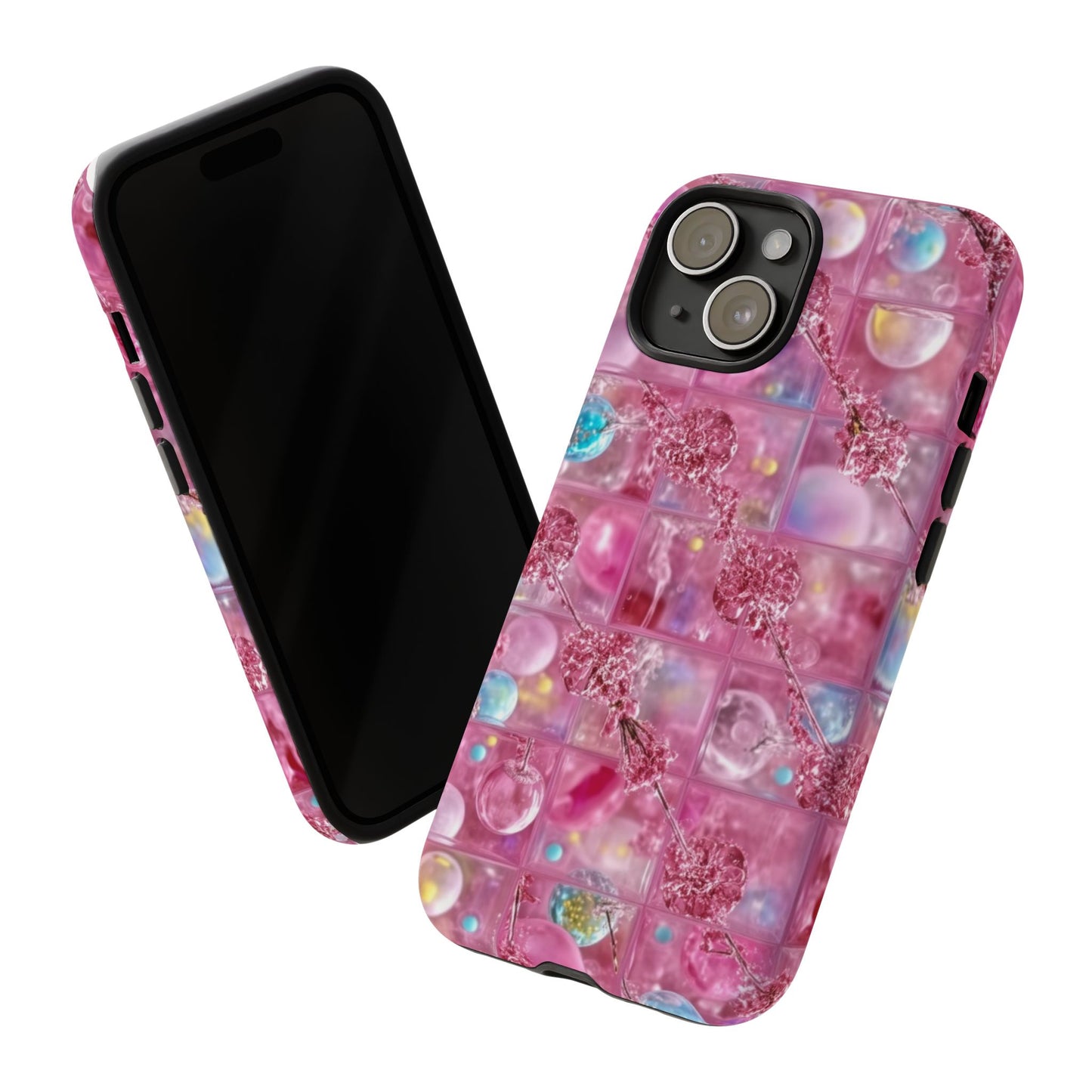 Pink Glitter Bubble Phone Case — Sparkle Protective Tough Case