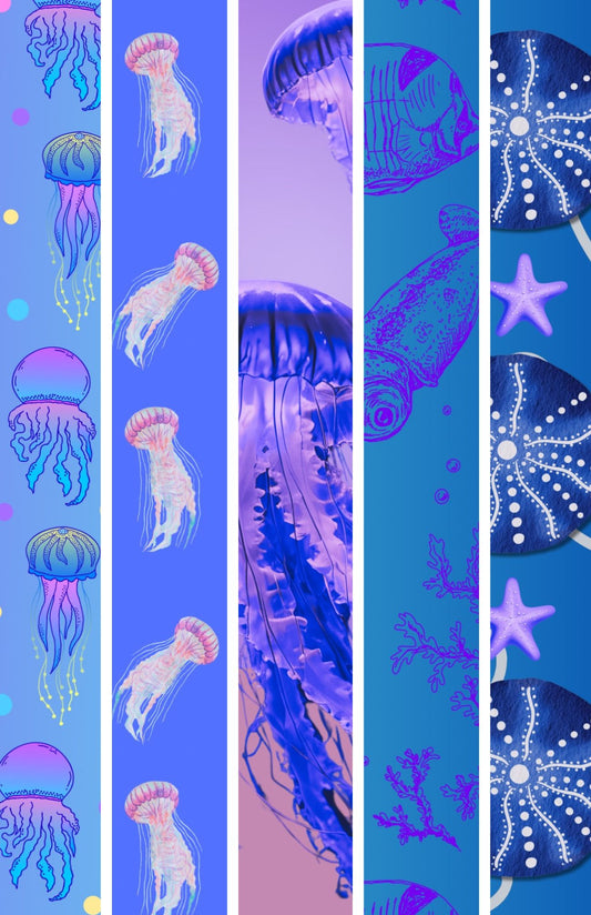 Magnetic Locker Wallpaper Aquatic Collection | 5 Ocean Hues & Jellyfish Patterns | Removable & Reusable