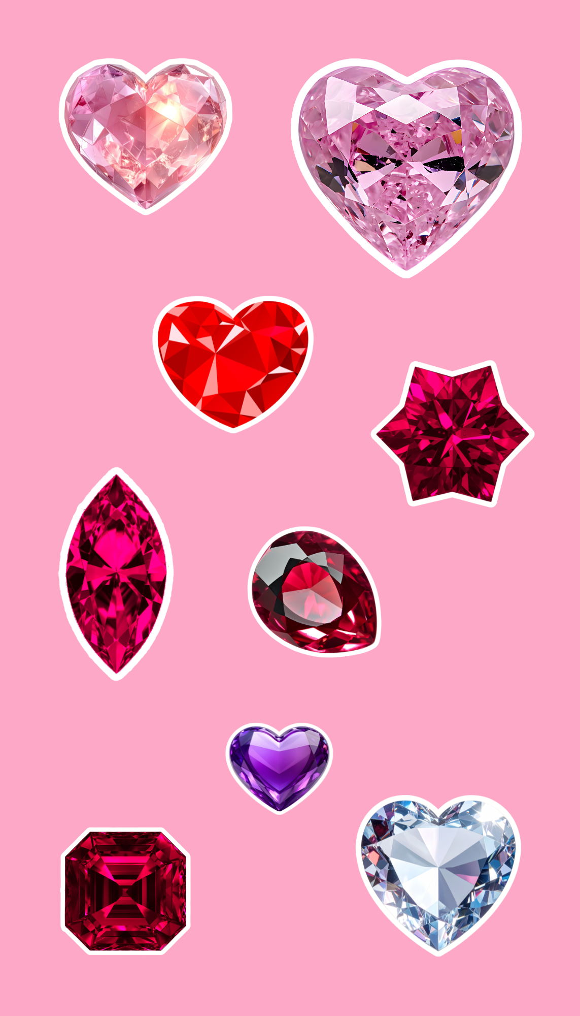 16 Assorted Gemstone Stickers - Water Resistant Sticker Sheets