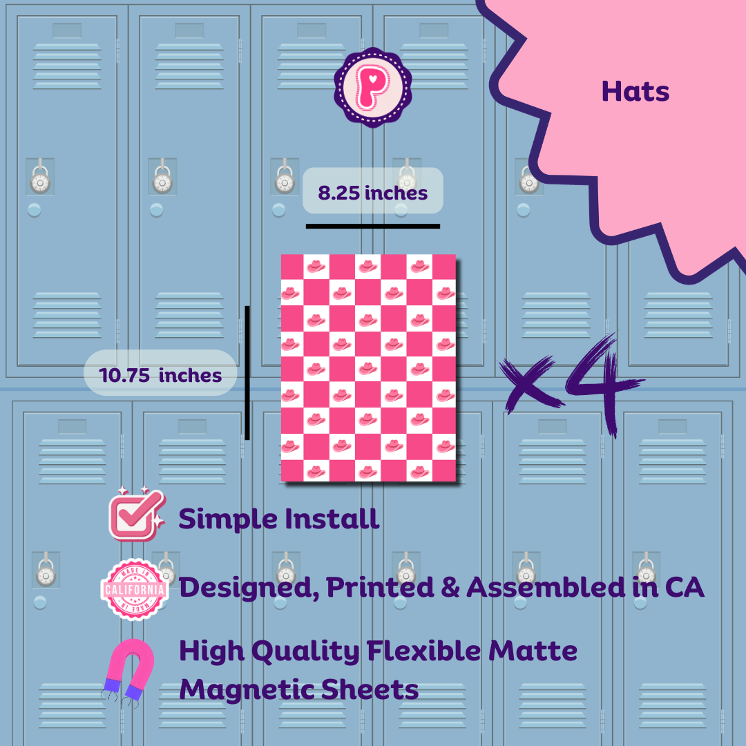 Magnetic Locker Wallpaper - Pink Checks | 4 Sheets