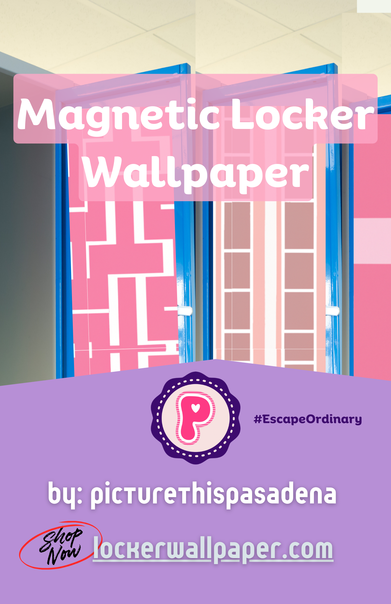 Magnetic Locker Wallpaper - Modern Functionality Part 2 - Geometric Designs Bold Lines Pink