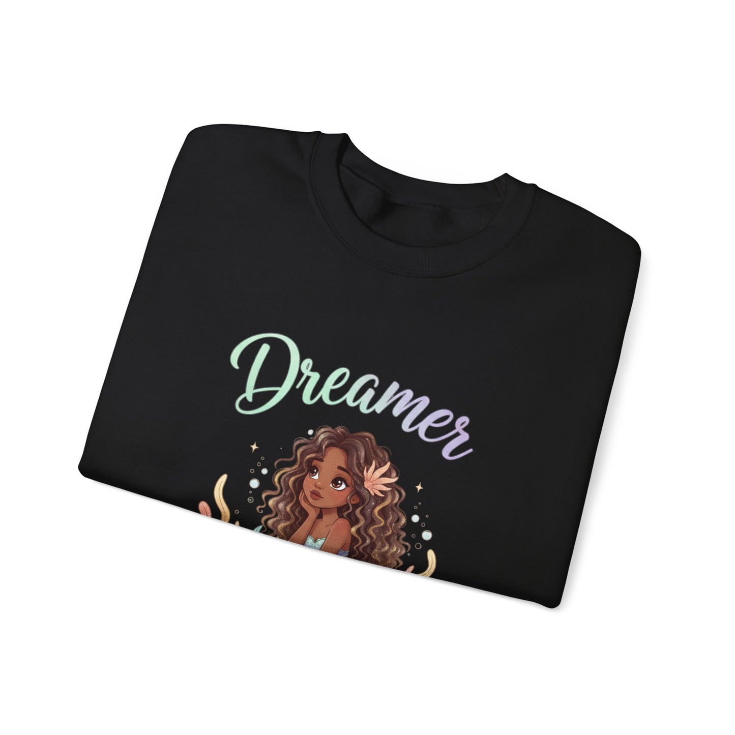 Dreamer Mermaidcore Sweatshirt | iridescent ocean gradient, shell motif