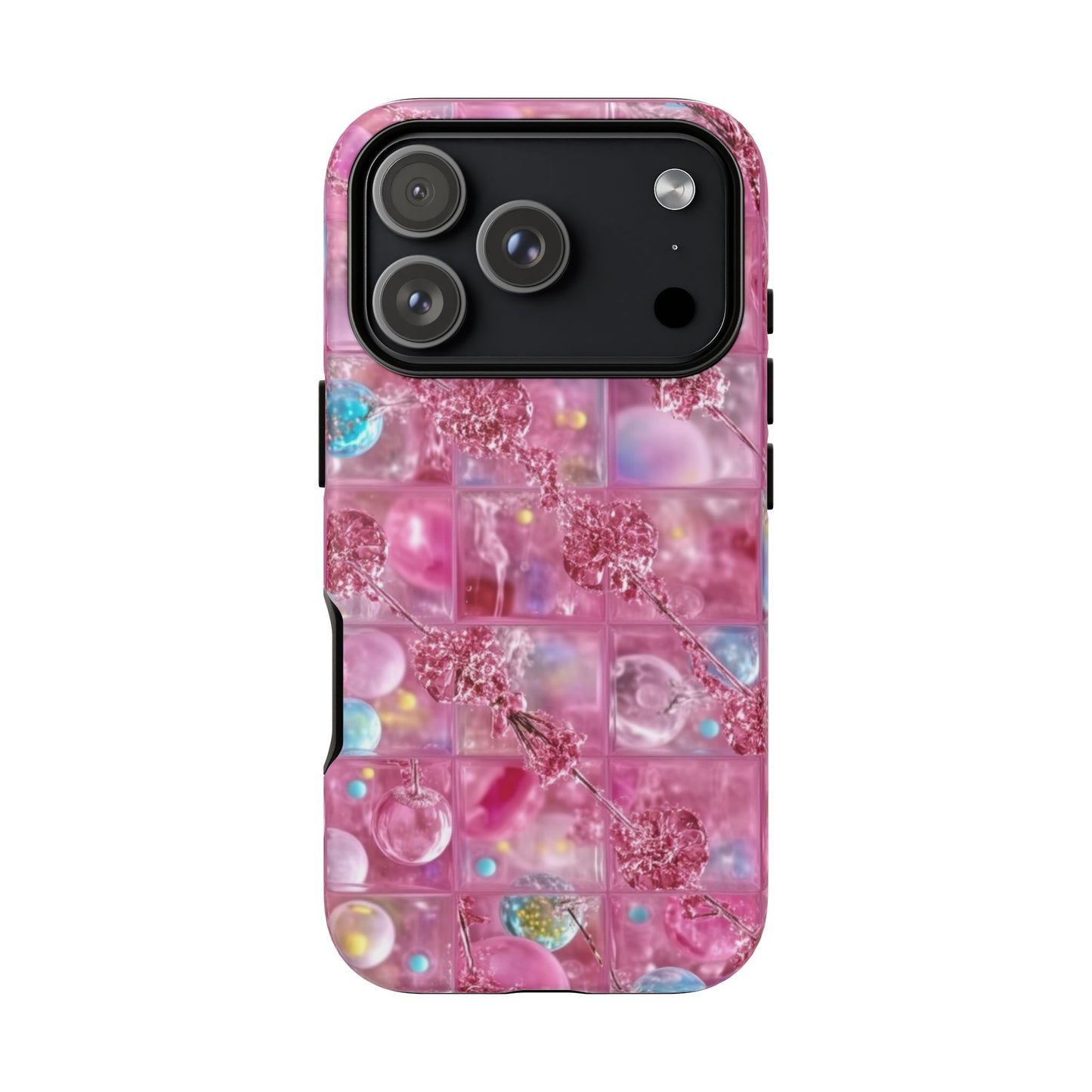 Pink Glitter Bubble Phone Case — Sparkle Protective Tough Case