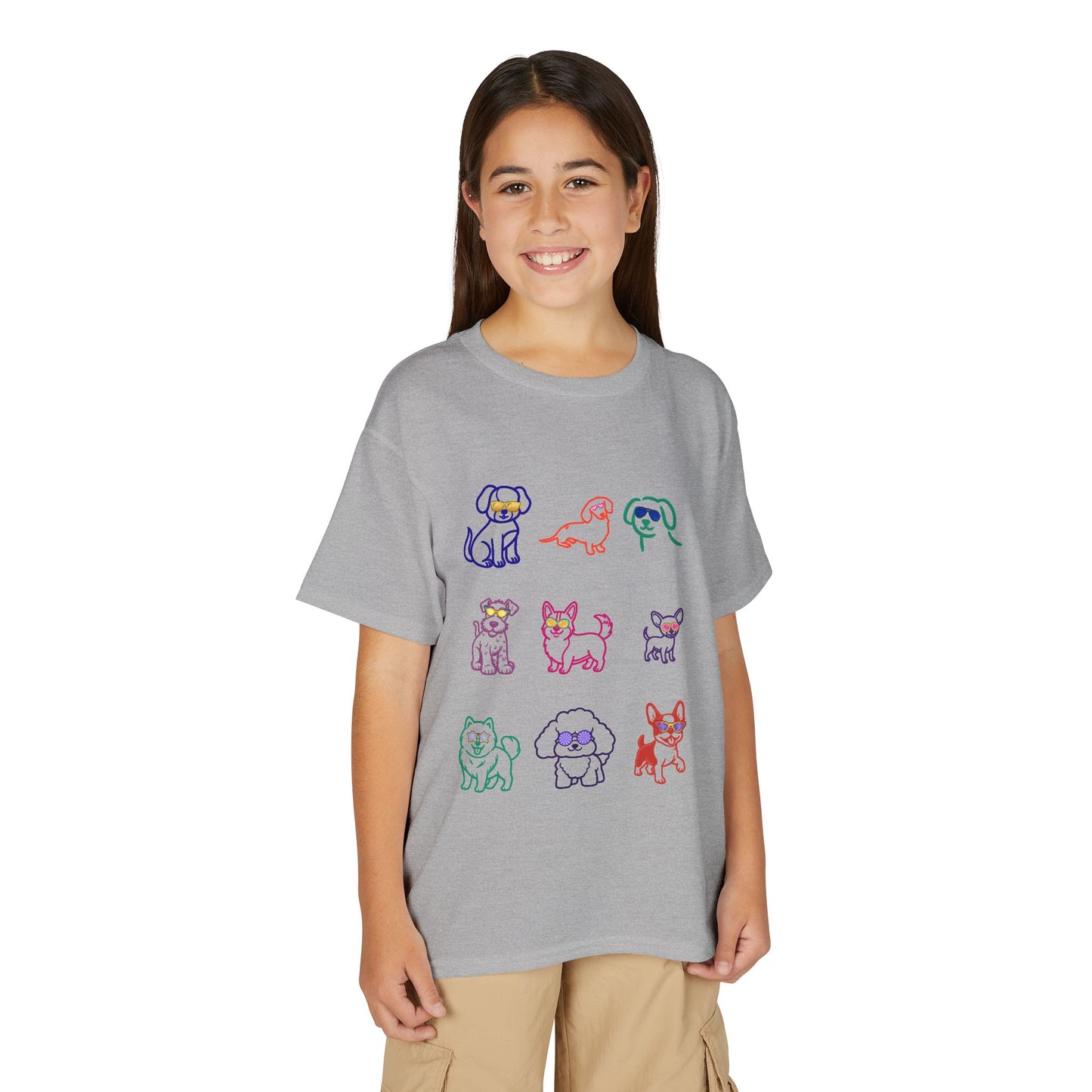 Kids' Colorful Puppy Sketch T‑Shirt — Cute Multicolor Dog Print for Children