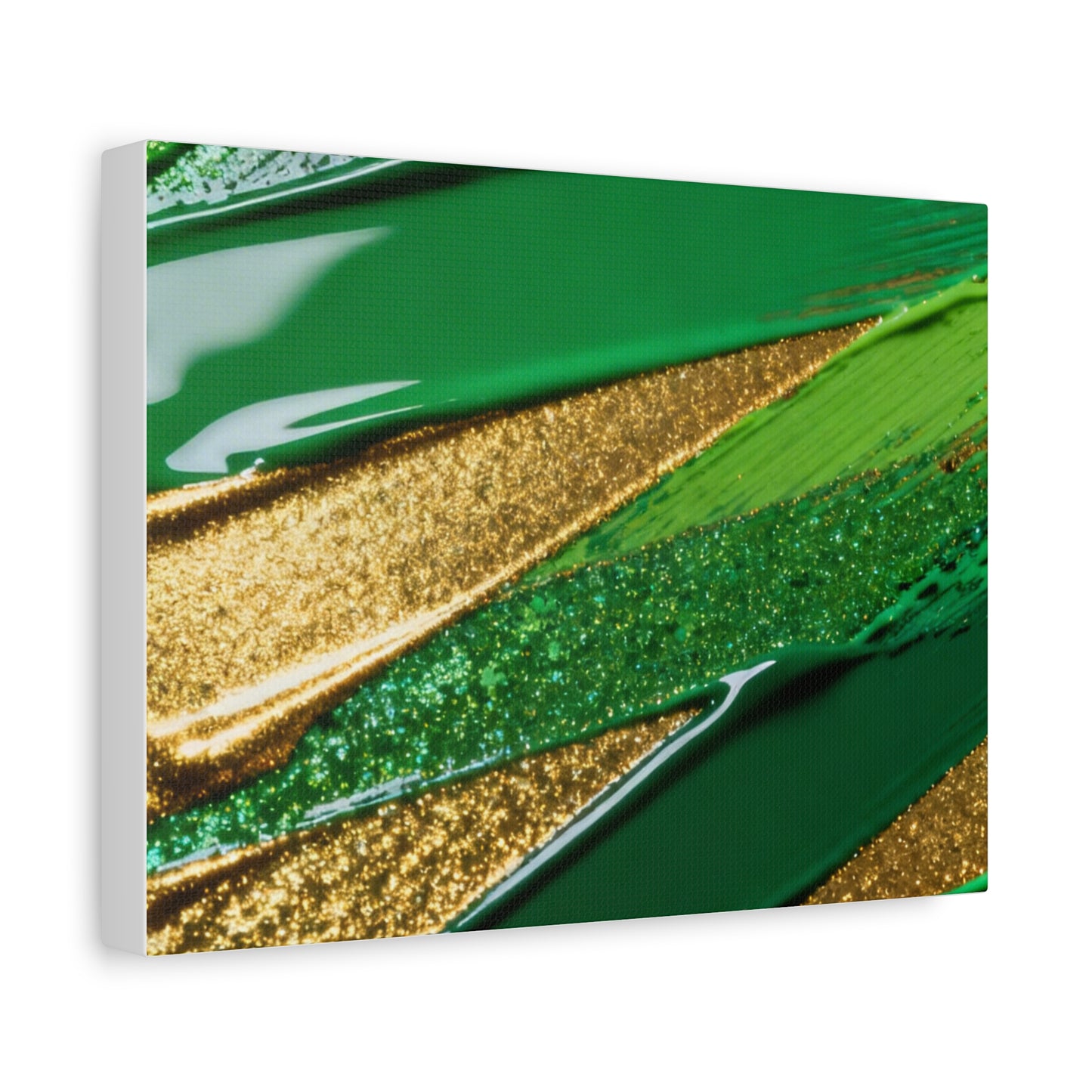 Green & Gold Abstract Canvas Wall Art — Matte Stretched Canvas