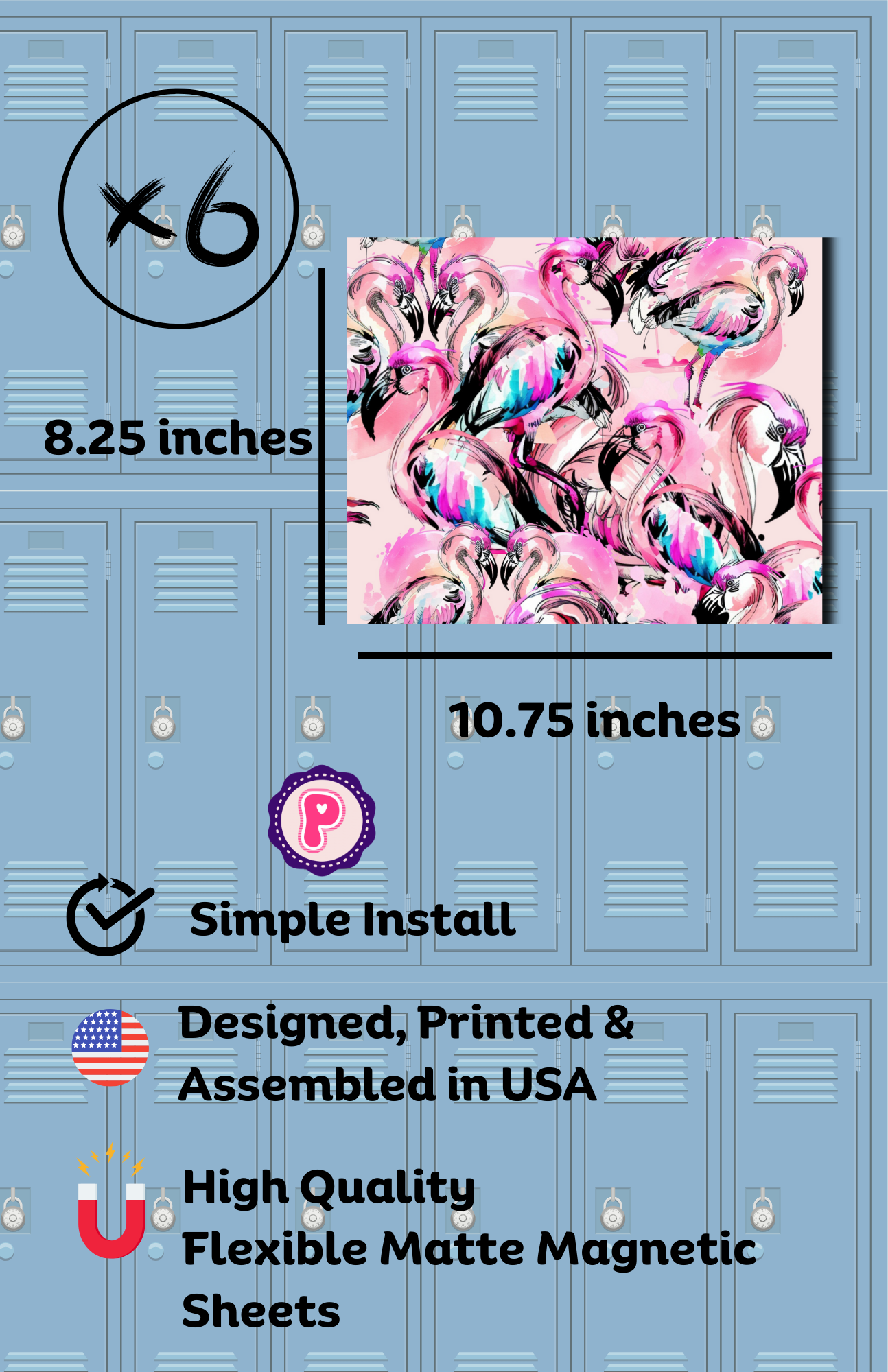 Pink Flamingos Pattern Magnetic Wallpaper and Sticker Set