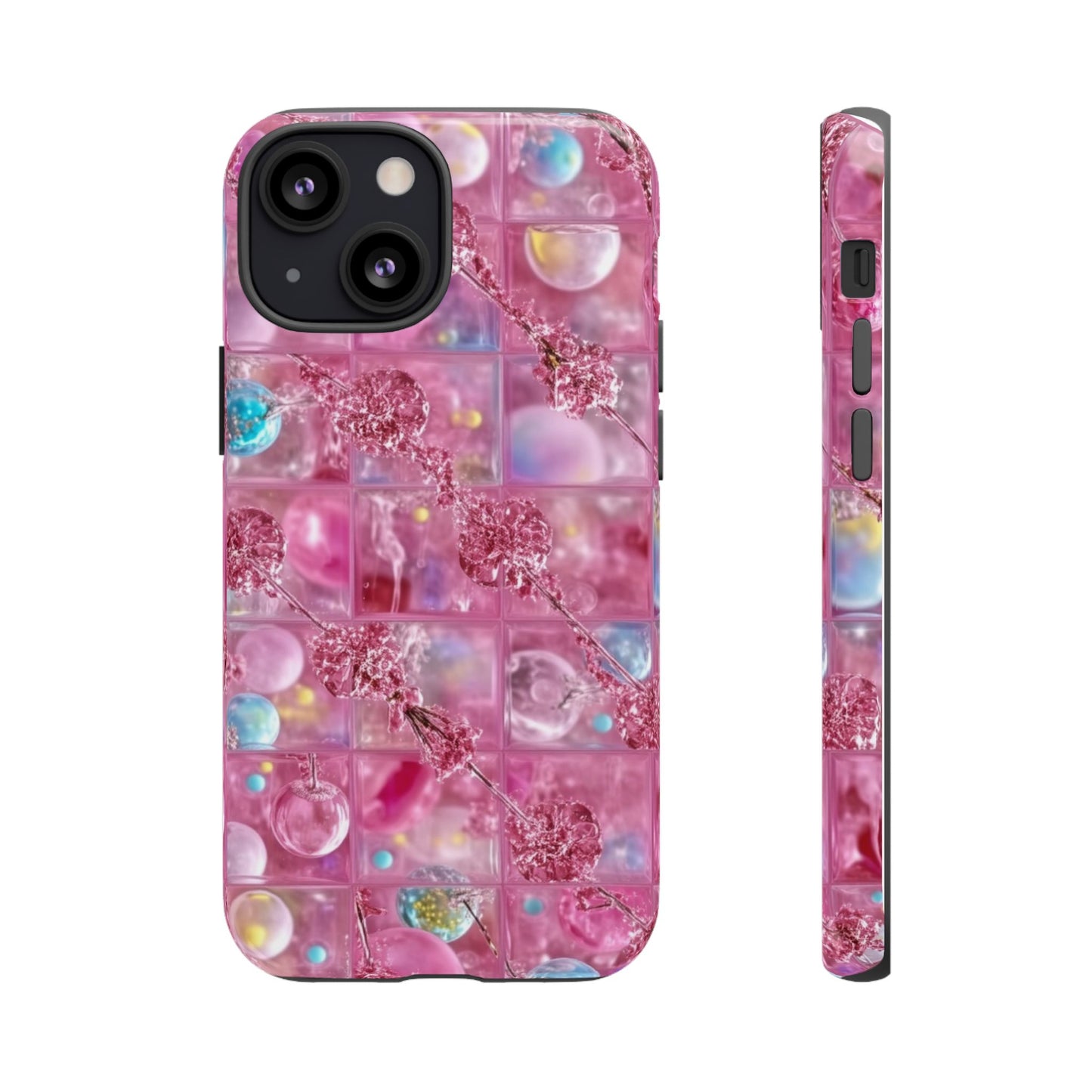 Pink Glitter Bubble Phone Case — Sparkle Protective Tough Case
