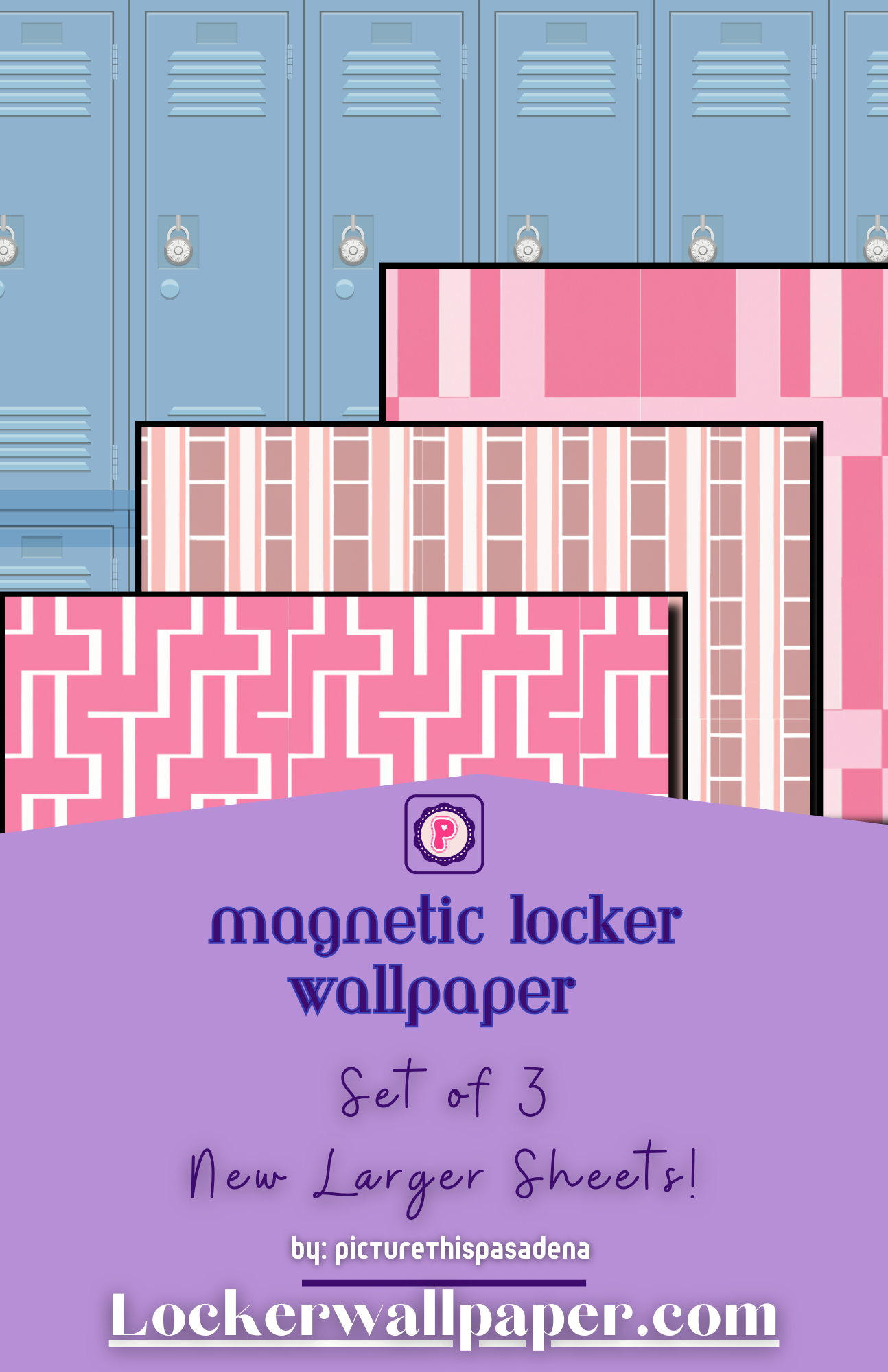 Magnetic Locker Wallpaper - Modern Functionality Part 2 - Geometric Designs Bold Lines Pink