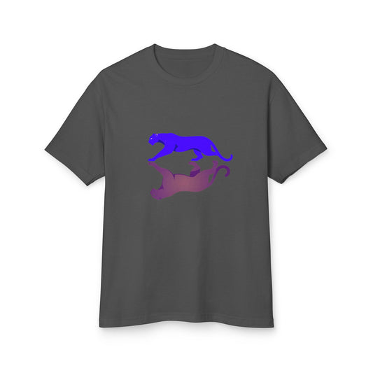 Leaping Panther Tee — Reflective Gradient Cat Graphic Shirt