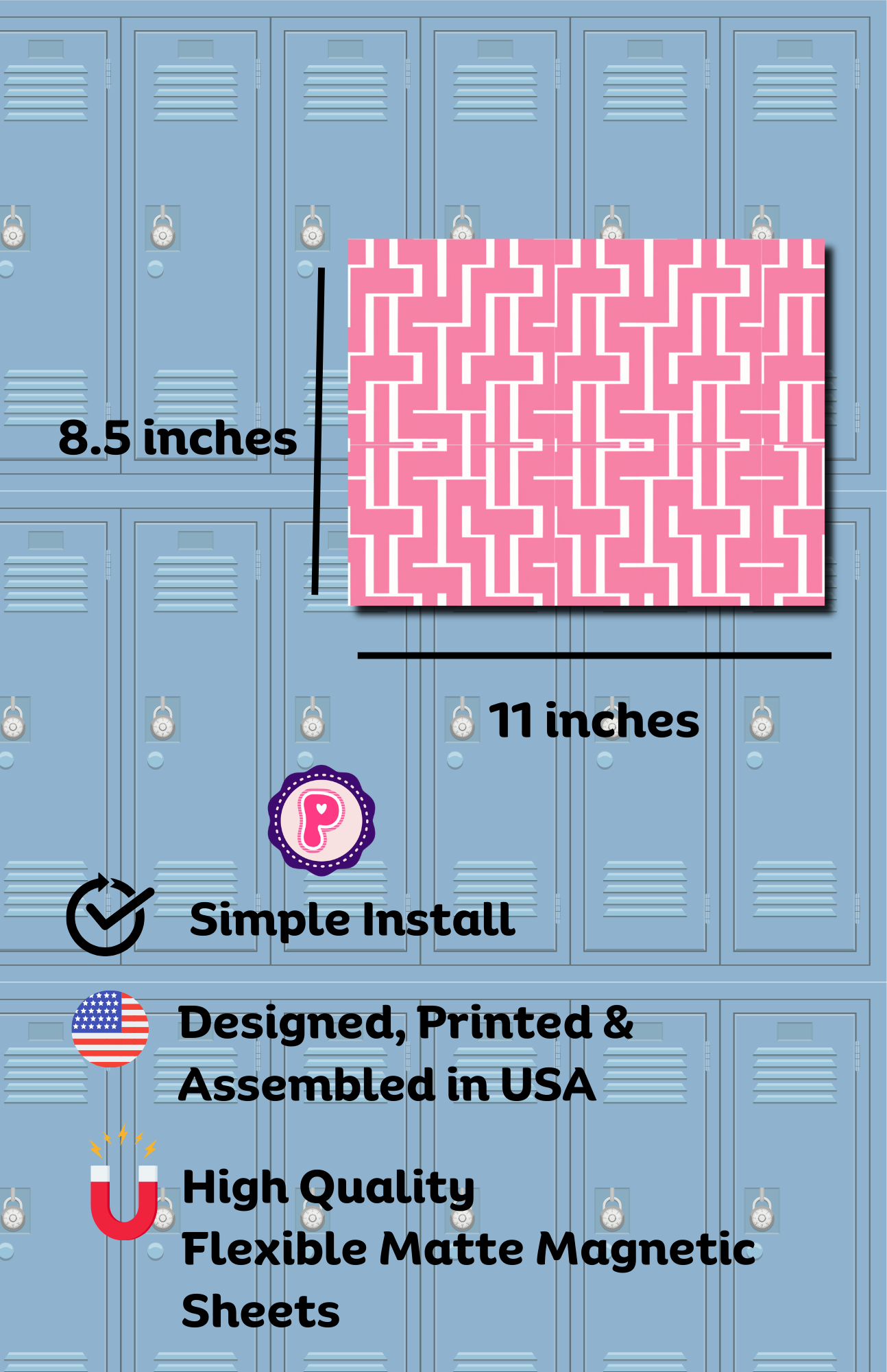 Magnetic Locker Wallpaper - Modern Functionality Part 2 - Geometric Designs Bold Lines Pink