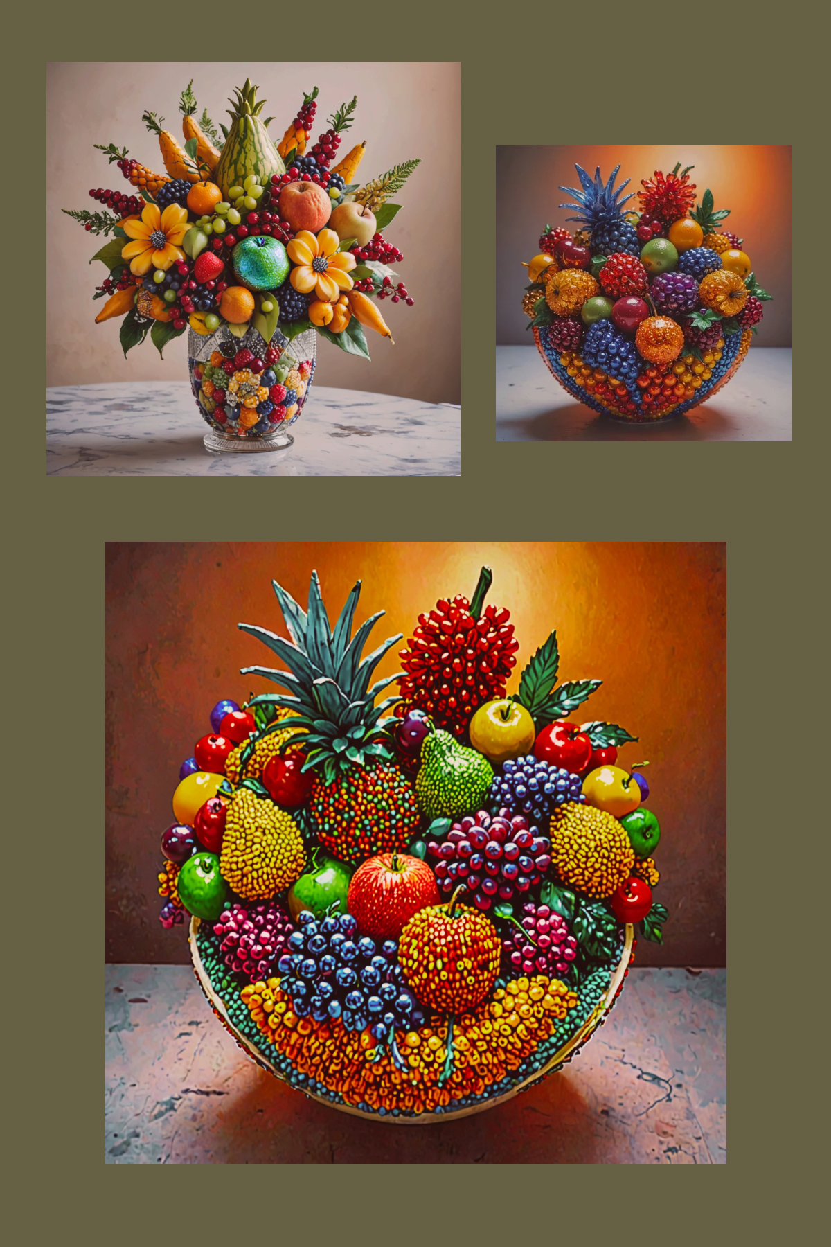 Artificial Fruit Magnet Set - 9 Assorted Sizes