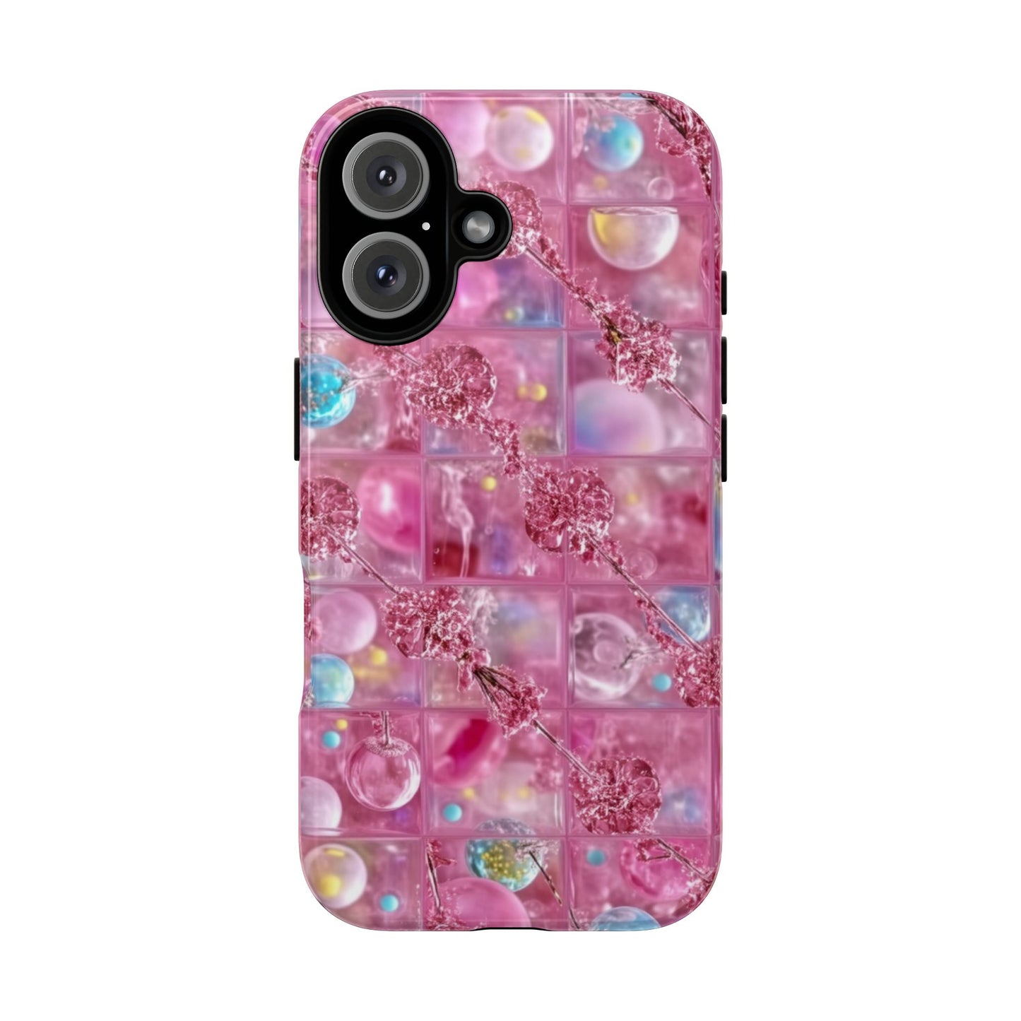 Pink Glitter Bubble Phone Case — Sparkle Protective Tough Case