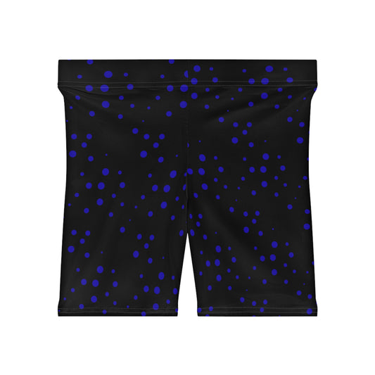 Blue Stamp Dot Biker Shorts — Women's Activewear