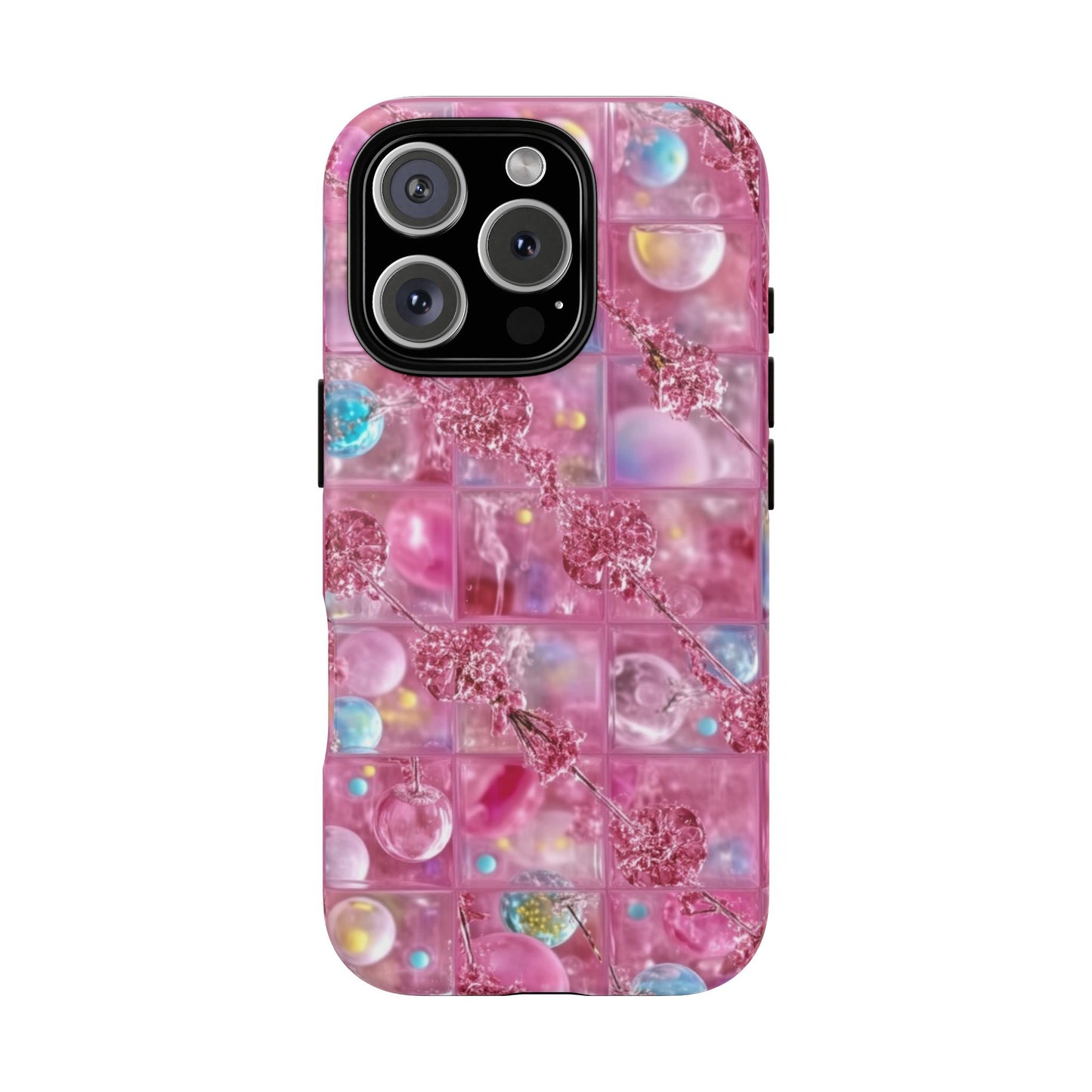 Pink Glitter Bubble Phone Case — Sparkle Protective Tough Case