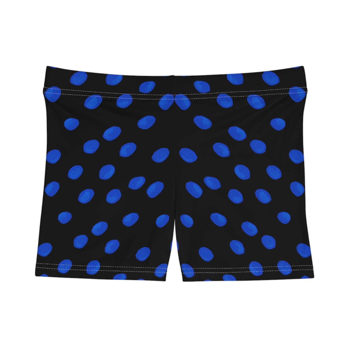 Blue Polka Dot Women's Athletic Shorts — Stretch AOP Performance Shorts