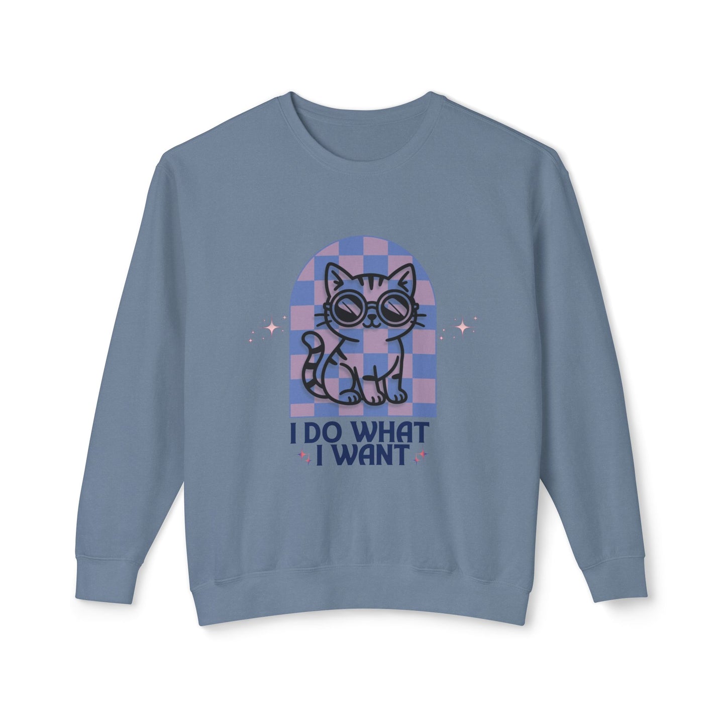 Cat Graphic Sweatshirt — "I Do What I Want" Cute Retro Kitten Crewneck